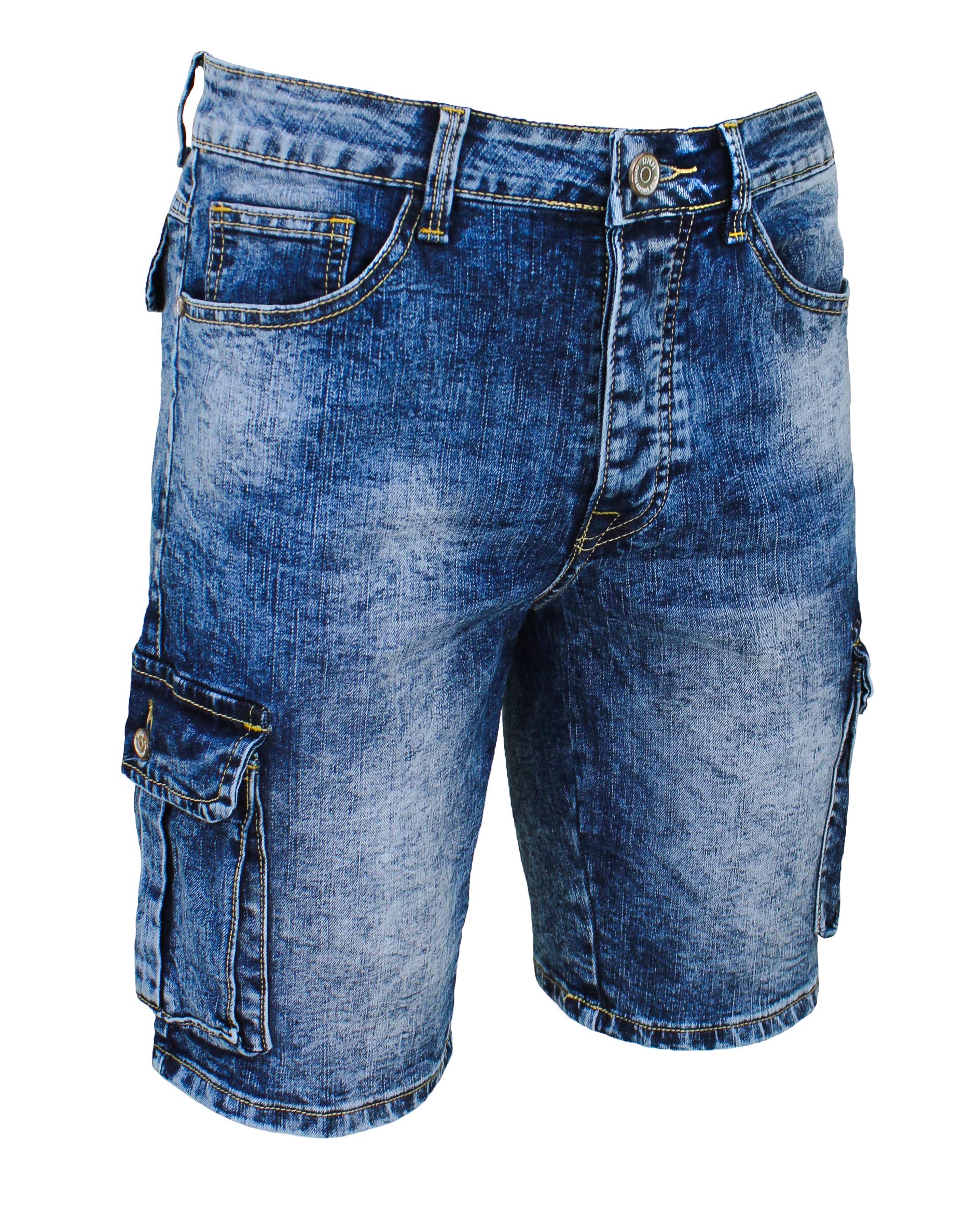 Evoga Jeans Pantaloni Corti Uomo Cargo Blu Denim con tasconi Laterali