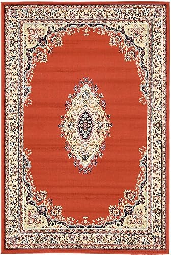 Vista 148 de Unique Loom Reza Collection- Alfombra, Polipropileno, Marrón Marrón/ marfil