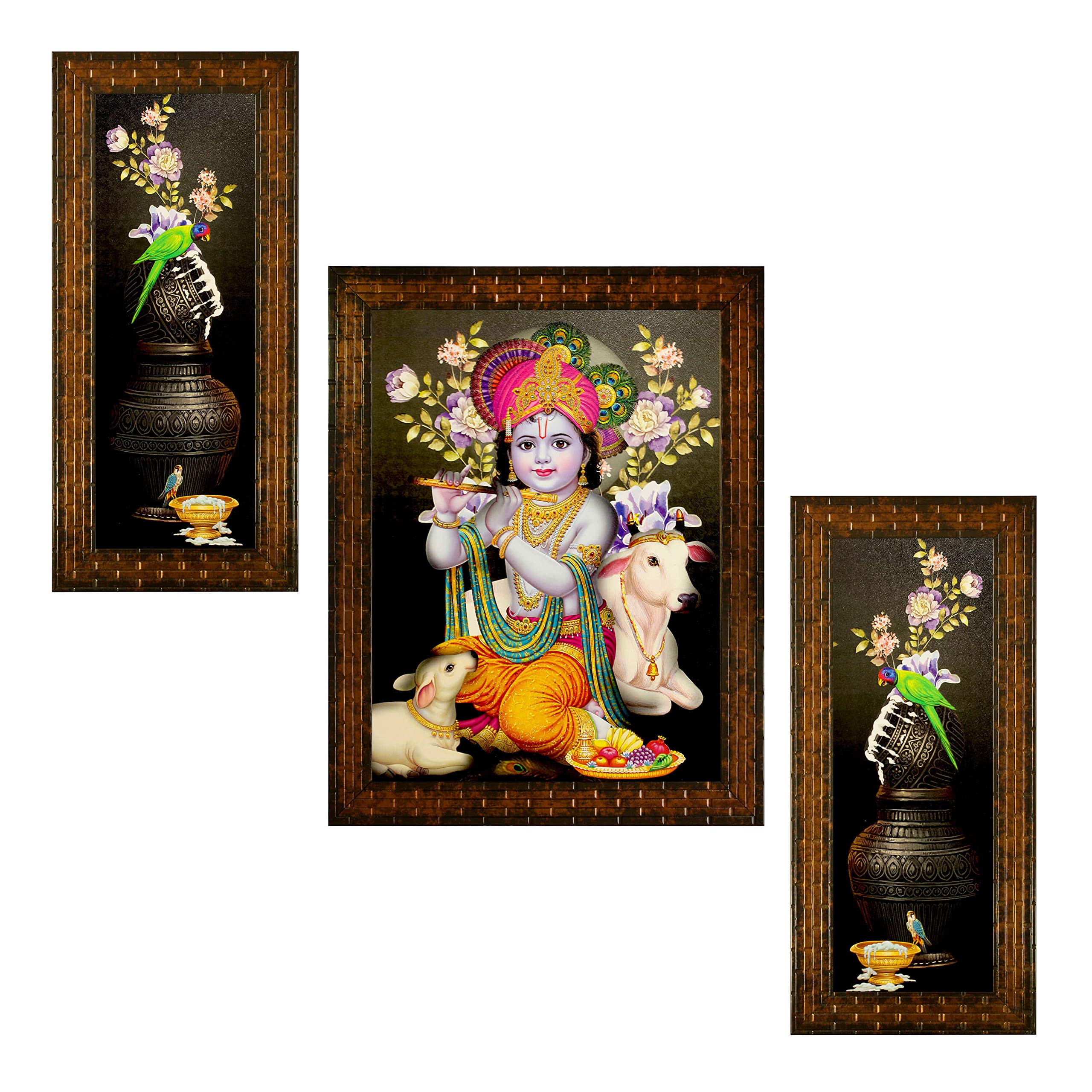 Indianara 3 PC Set of Radha Krishna Paintings (1499) Without Glass (MC5) (B07XXH3TL8) Amazon Price History, Amazon Price Tracker