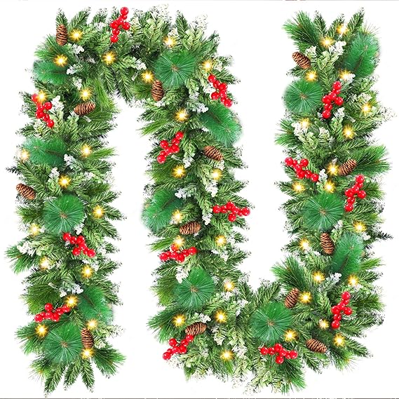 Christmas Green Garland (Red2) Amazon.de Home & Kitchen