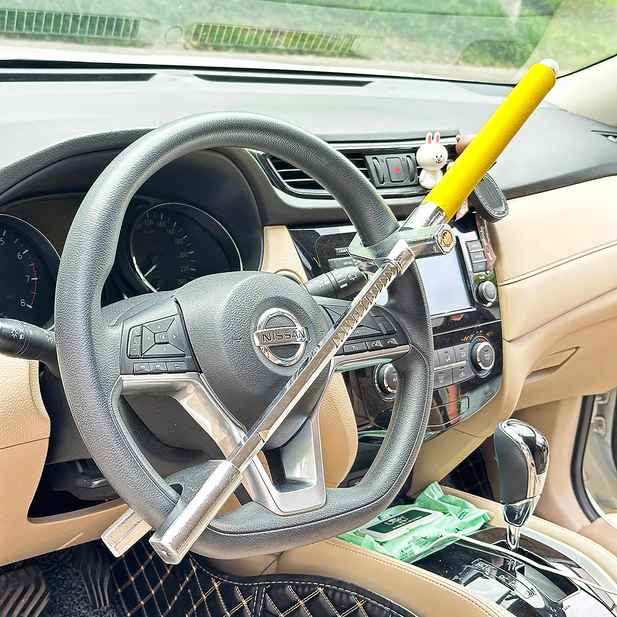 Relaxdays Antifurto Bloccasterzo Auto Universale, Lucchetto Blocca Volante, Protezione Sterzo Regolabile,Acciaio, Giallo