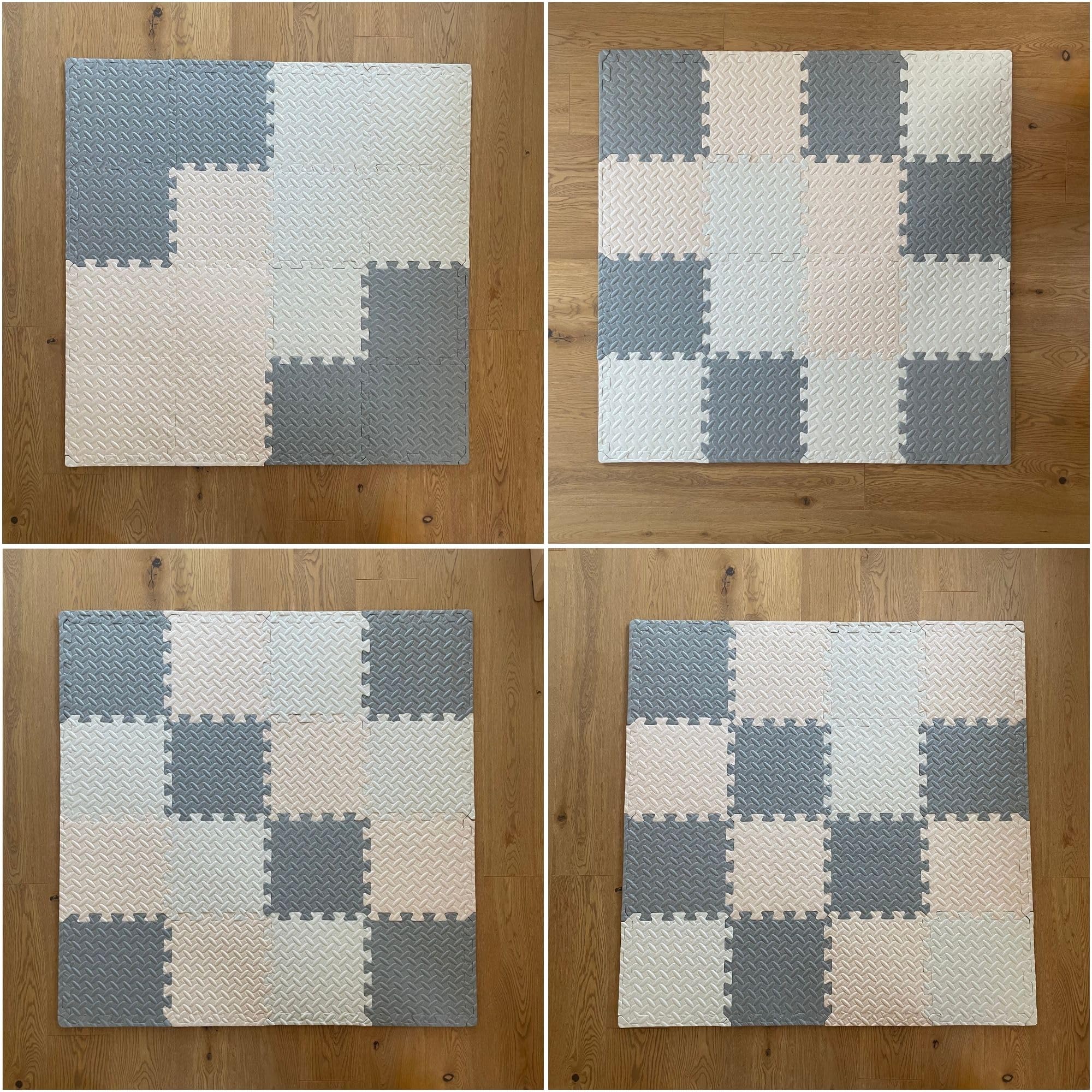 Kidkool Puzzlematte Spielmatte für Baby u. Kinder mit 18 Stück in Grau, Weiß und Beige Farben - 100% Ungiftig, rutschfest und Abwischbar | PUZZLEMAT