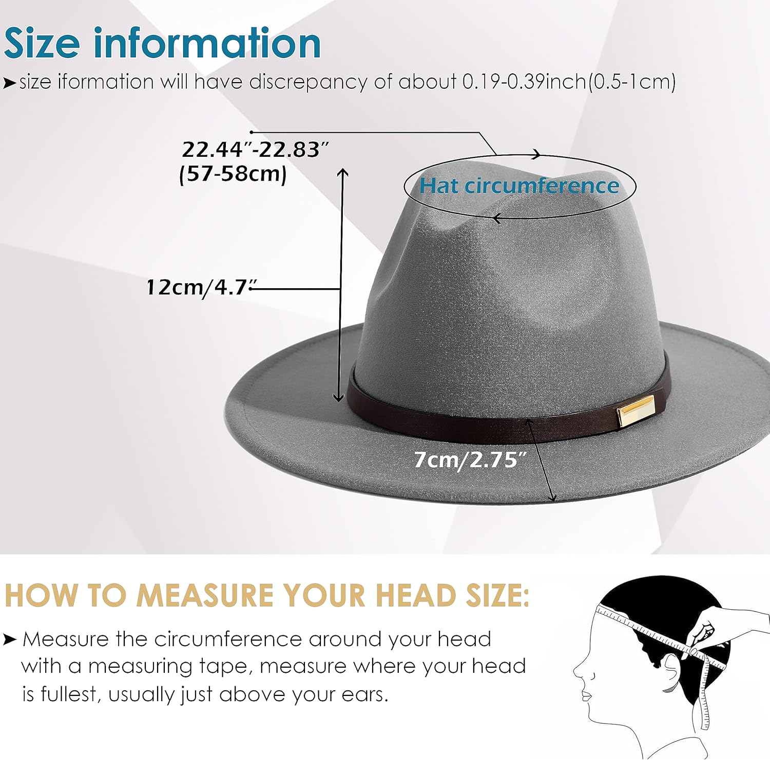 Gossifan Fedora Hats for Men Wide Brim Panama Hat with Classic Belt - Image 3