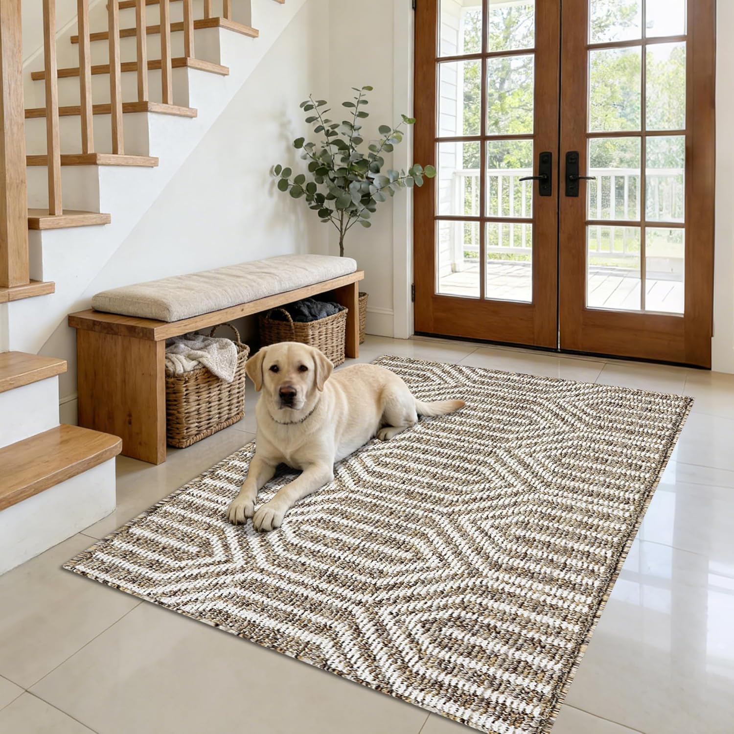 REFETONE Runner Rug, 20"x59" Long Door Mats Indoor Runners for Hallways, Non Slip Rubber Backing Entry Rug, Washable Entrance Floor Mat Runner for Home, Kitchen, Laundry, Living Room, Garage, Grey