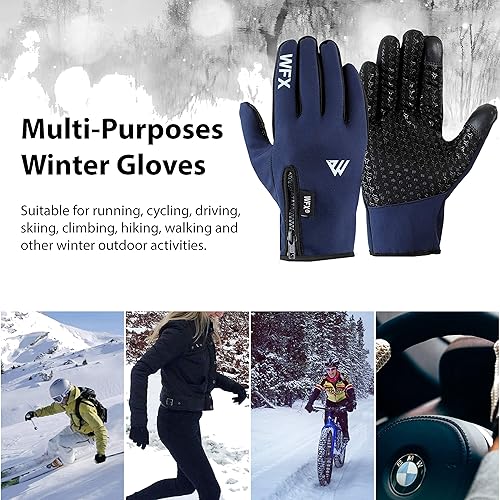 Miniatura 7 de WESTWOOD FOX Guantes de invierno para pantalla táctil, antideslizantes, guantes cálidos a prueba de viento, guantes térmicos de ciclismo para