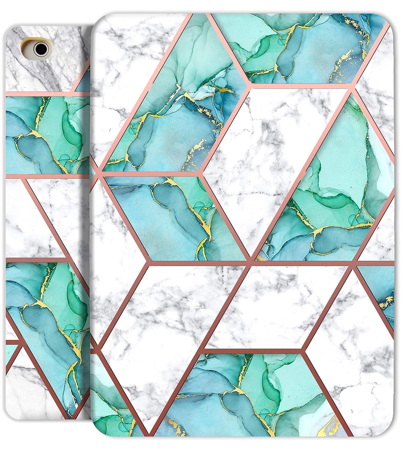 Front & Back Cover for iPad mini 5th & 4th Gen – 7.9 Inch Printed Flip Cover with Auto Sleep/Wake Function, Slim Profile & Adjustable Viewing Angle Stand – Marble Green