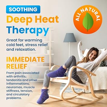 Microwaveable Booties and Feet Warmers - Deep-penetrating heat for relieving foot stiffness, sore muscles and joints, Achilles tendinitis, plantar fasciitis, stress fractures, and circulatory problems