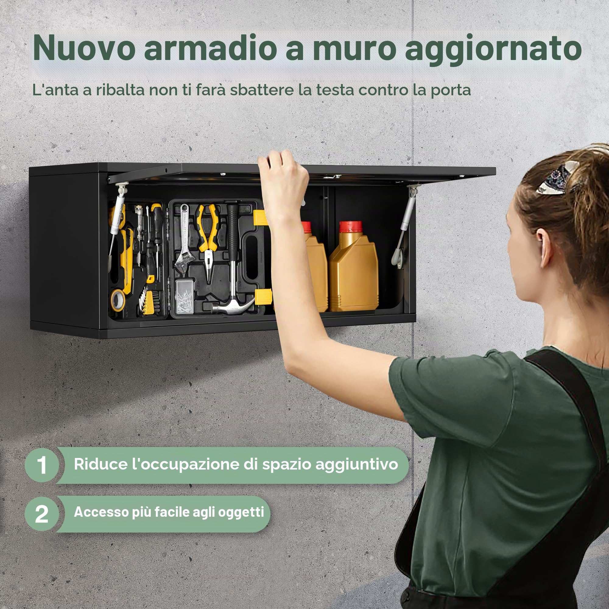 Sightlife Armadietto per attrezzi in metallo con serratura 32 x 80 x 35
