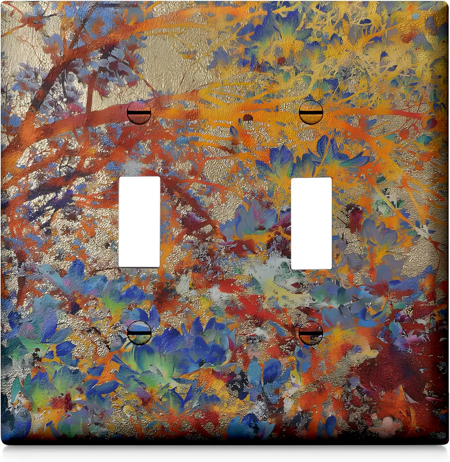 Funny colorful abstract art Vintage Retro Double Toggle Light Switch Plate Cover 2 Gang Decorative Outlet Plate Electrical Wall Plate Covers for Kitchen Bedroom Decor 4.5"X4.5"