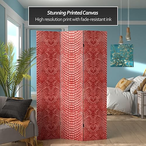 Miniatura 8 de Red Lantern Divisor de habitación de lona con estampado de cocodrilo negro de doble cara de 6 pies de alto, 3 paneles, pantalla de privacidad