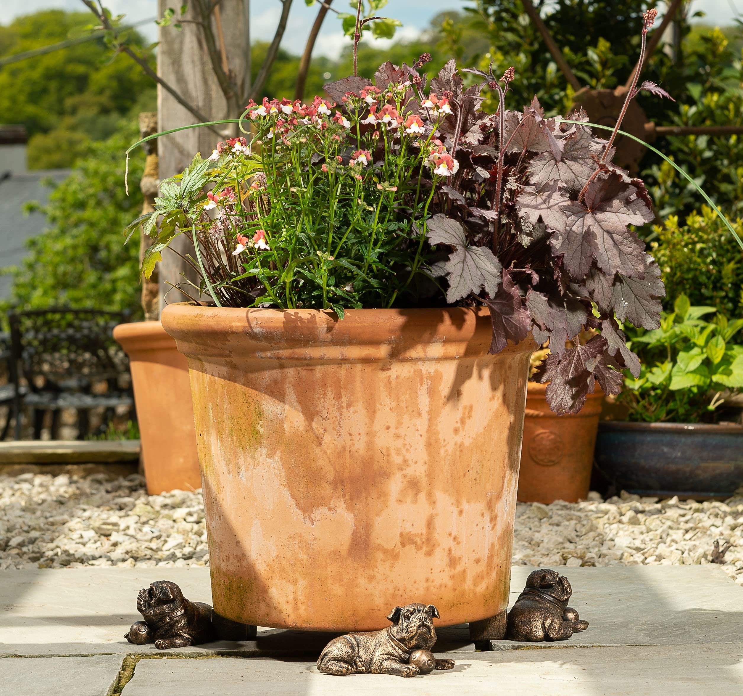 Potty Feet Resting British Bulldog Figures Plant Pot Feet - Planter Support - Handmade Decorative Ornaments - 3pcs โ image 1