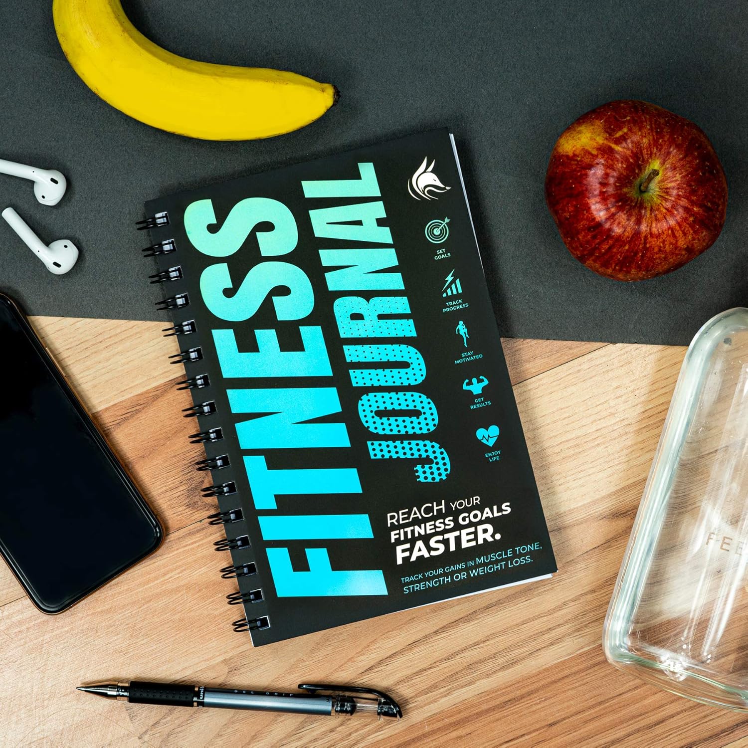 Clever Fox Fitness & Workout Journal/Planner Daily Exercise Log Book to Track Your Lifts, Cardio, Body Weight Tracker – Spiral–Bound, Laminated Cover, Thick Pages, A5 (Ocean Blue) : Sports & Outdoors