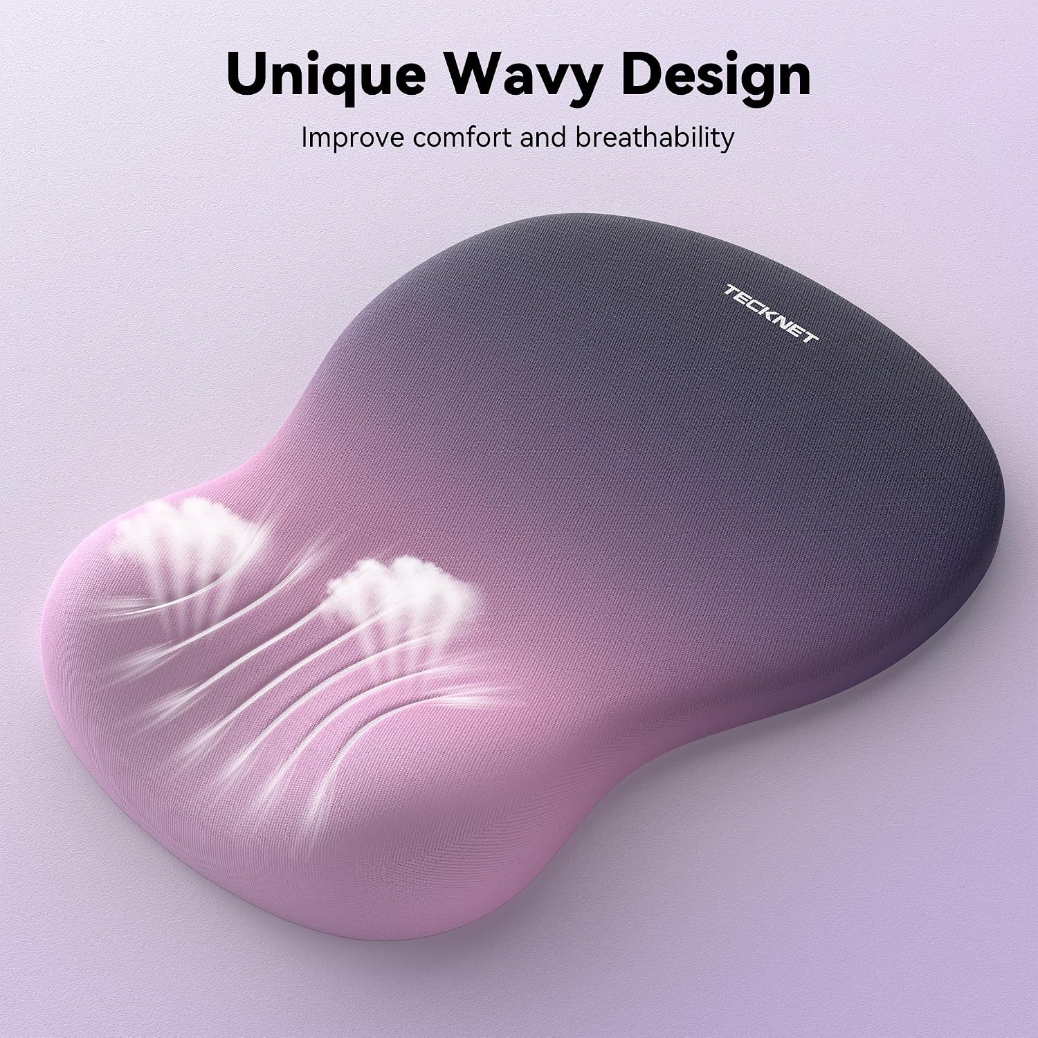 TECKNET Ergonomic Mouse Pad with Wrist Rest, Smooth Surface & Non-Slip Base