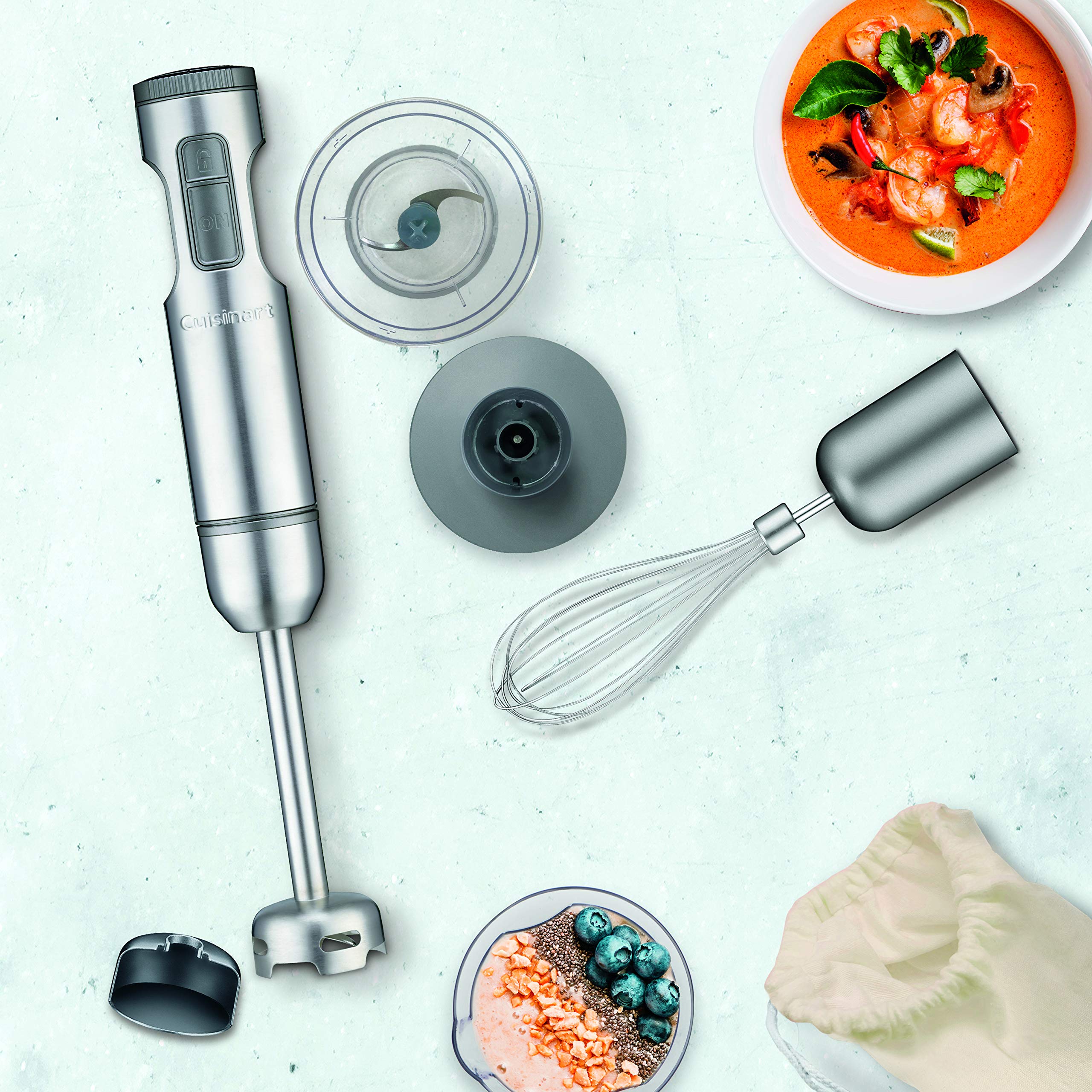 Cuisinart Smart Stick CSB-87C Frullatore A Mano 300W Con Velocità Variabile - Include Tritatutto 2 Tazze, Frusta E Misurino. Pratico E Multifunzione, Colore Argento.