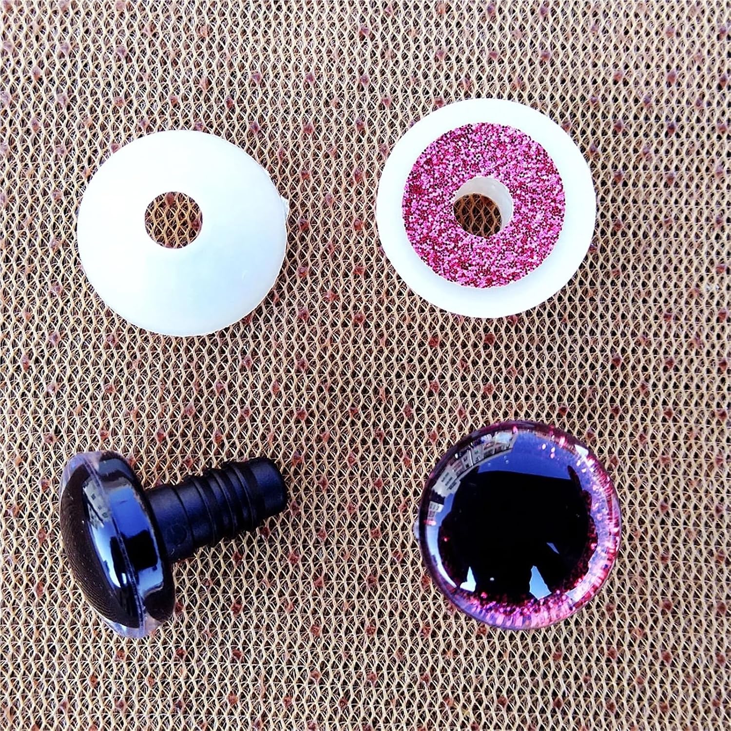 Safety Eyes for Crocheting 100pcs Clear 3D Glitter Plastic Safety Eyes for Crochet Crafts - 9/18mm Doll Making Accessories