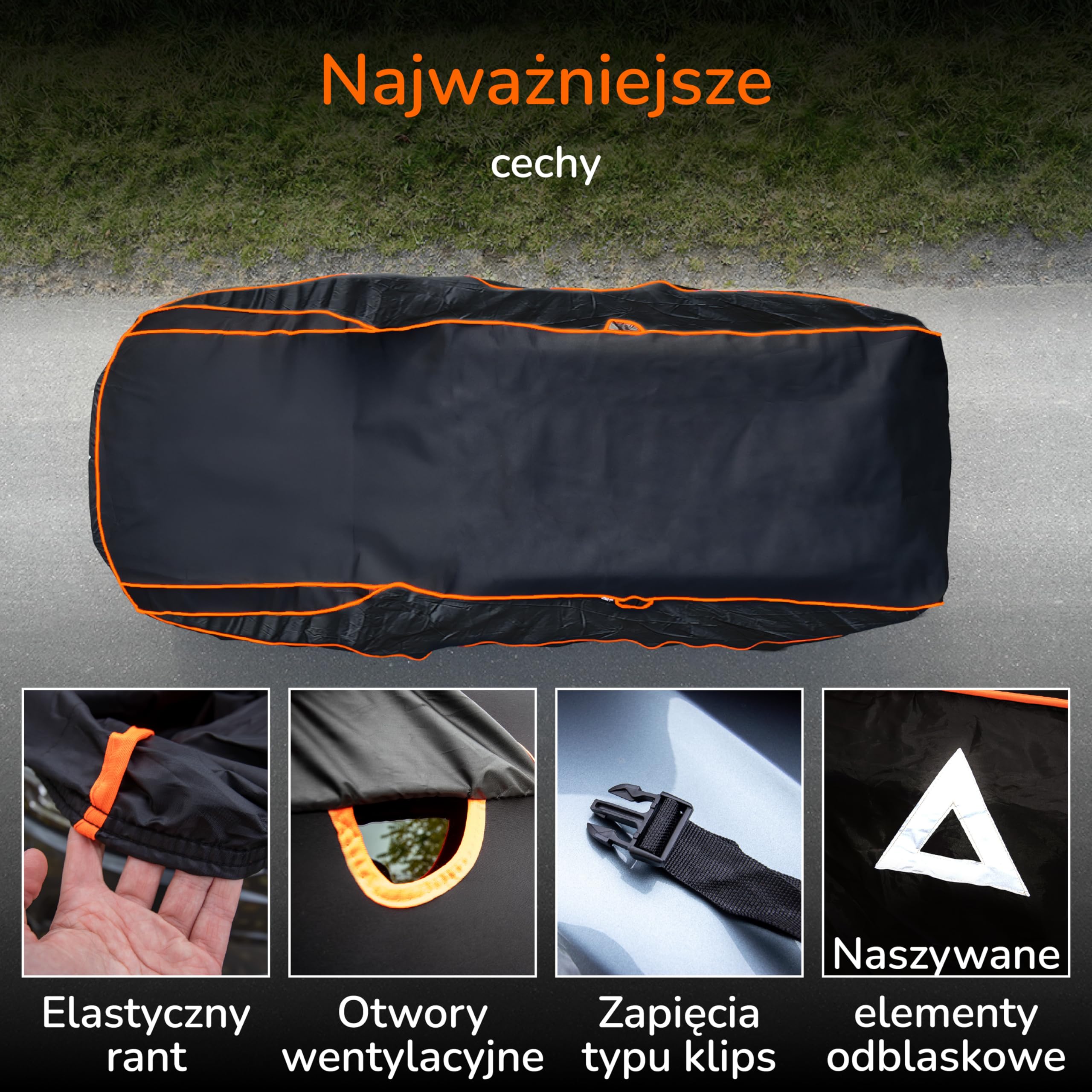 Upgrade4cars Zewnętrzny pokrowiec na samochód odporny na grad, uniwersalny pokrowiec na samochód na lato i zimę, pokrowiec na samochód na zewnątrz - L (485x186x120 cm)