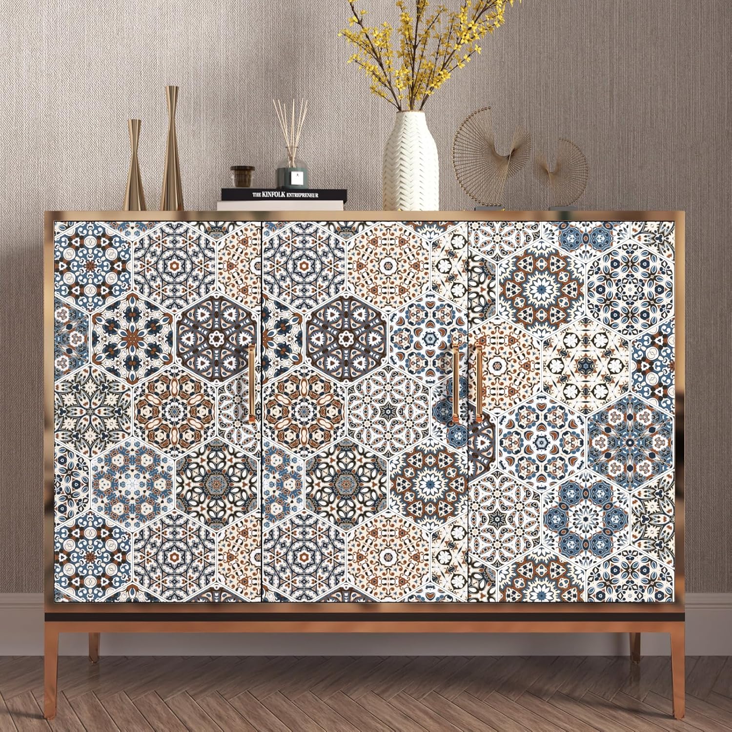 Peel and Stick Wallpaper Boho Kitchen Backsplash Modern Colorful Wall Tiles Waterproof Art Geometric Wall Paper Roll Abstract Contact Paper for Cabinet Bathroom Bar Countertop 17.5"x102" Bohemian