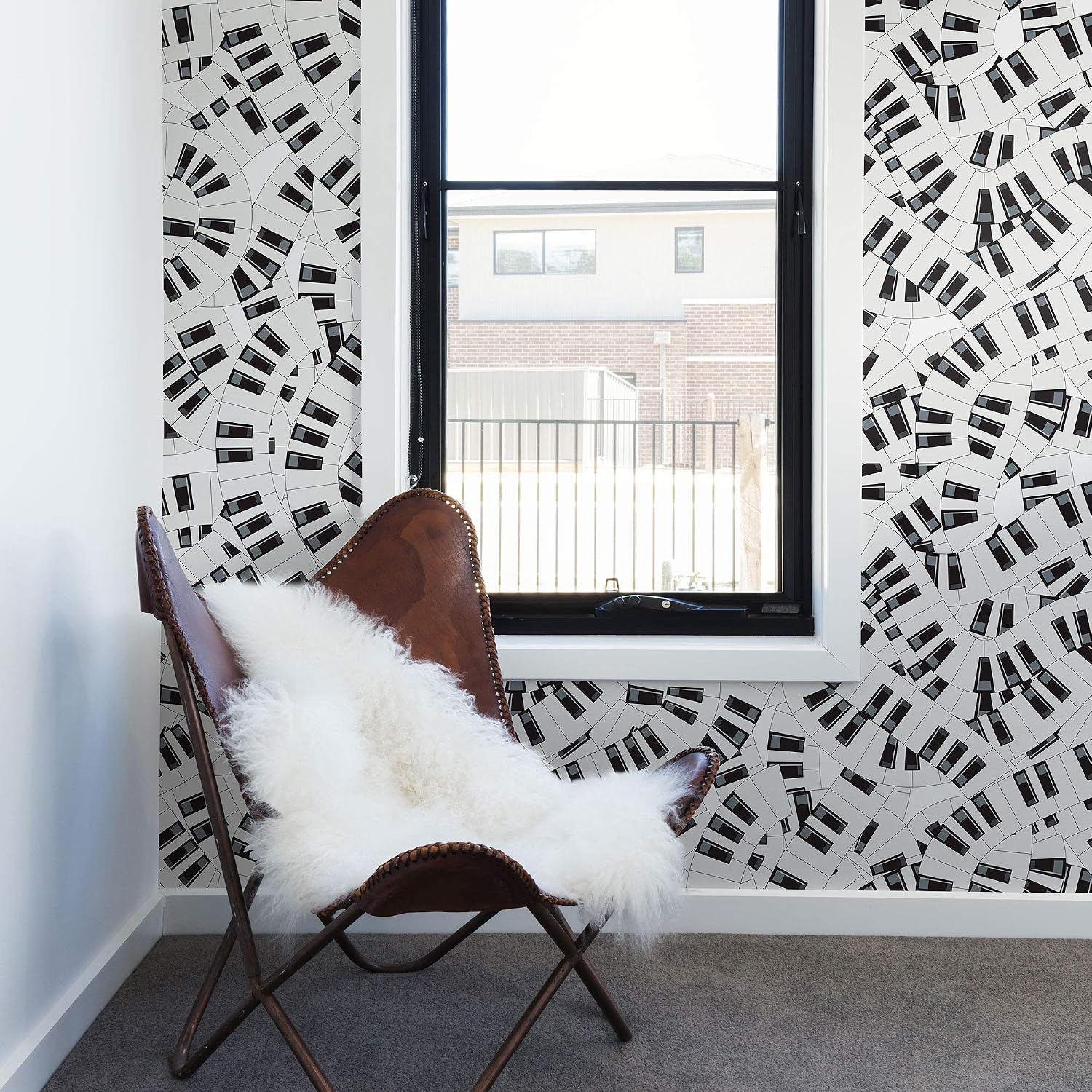 Walls By Me Peel and Stick Black and White Striped Themed Removable Wallpaper 9753-2ft x 4ft (61x122cm)