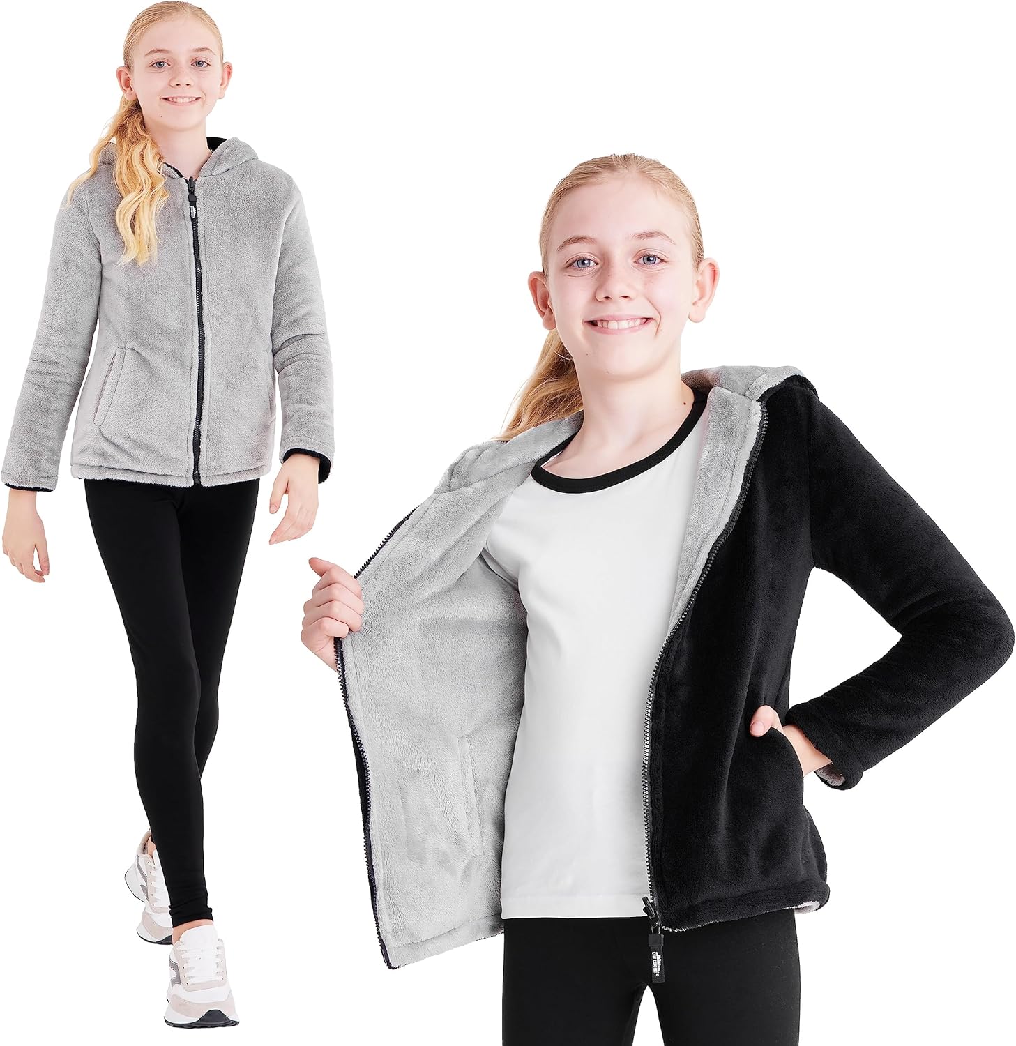 RAINBOW HIGH Pull Plaid Enfant Fille Sweat Oversize en Polaire Vêtement Enfant Ado Taille Unique