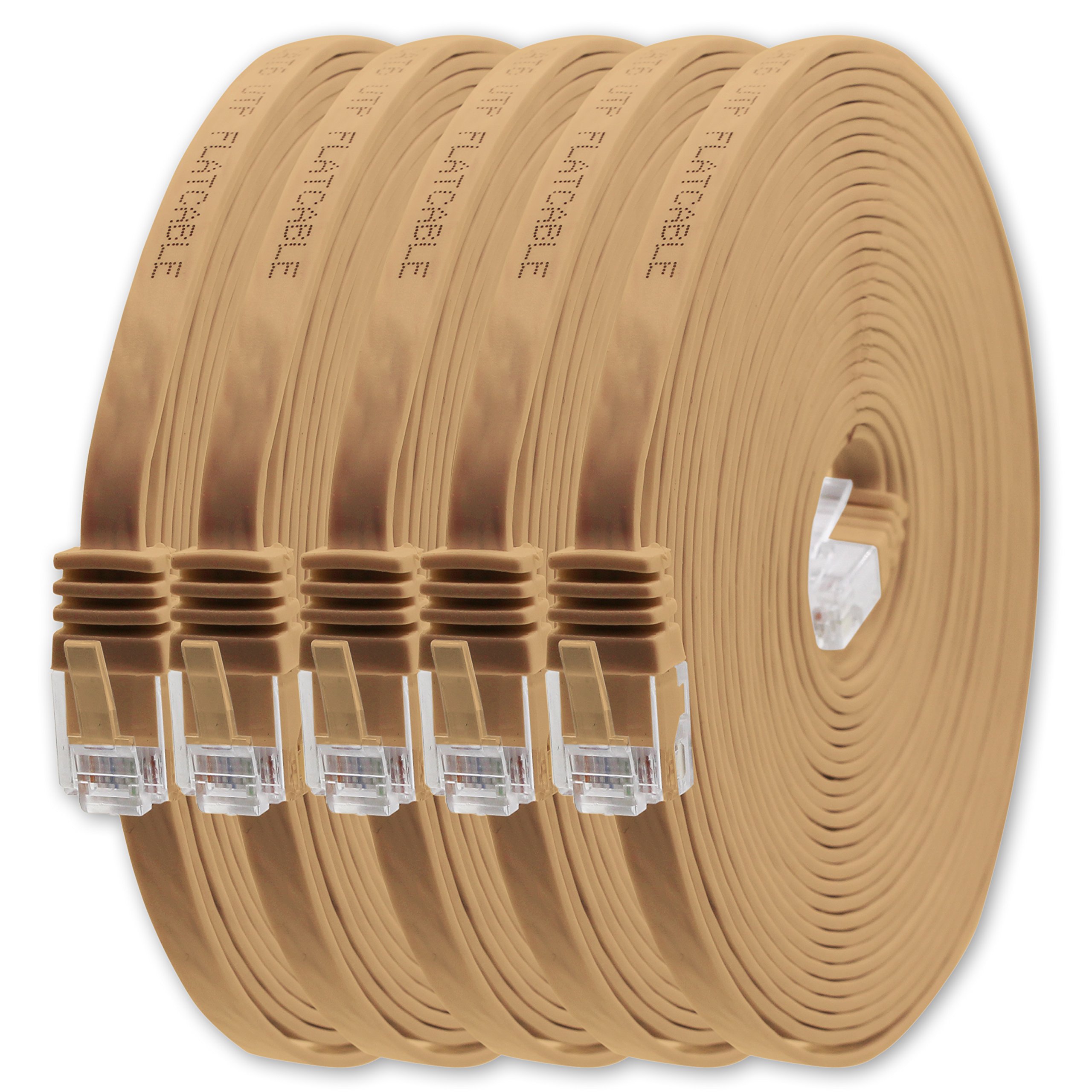 1aTTack.de Cable de red plano cat. 6, ultraplano, cat. 6, 10 m, color marrón, 1000 Mbit/s, Gigabit LAN (RJ45) — view 30