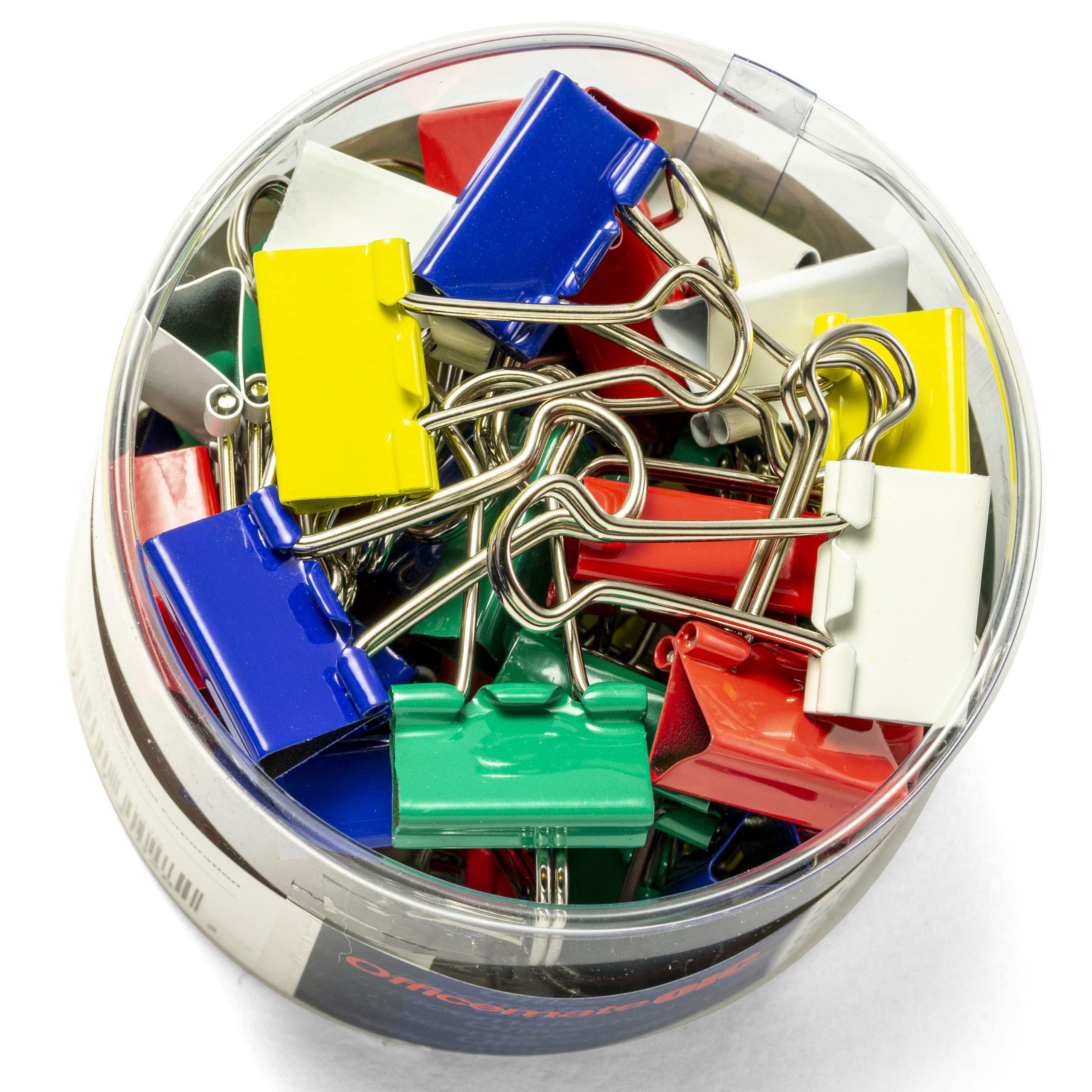 Officemate Small Binder Clips, Assorted Colors, 36 Clips per Tub (31028)