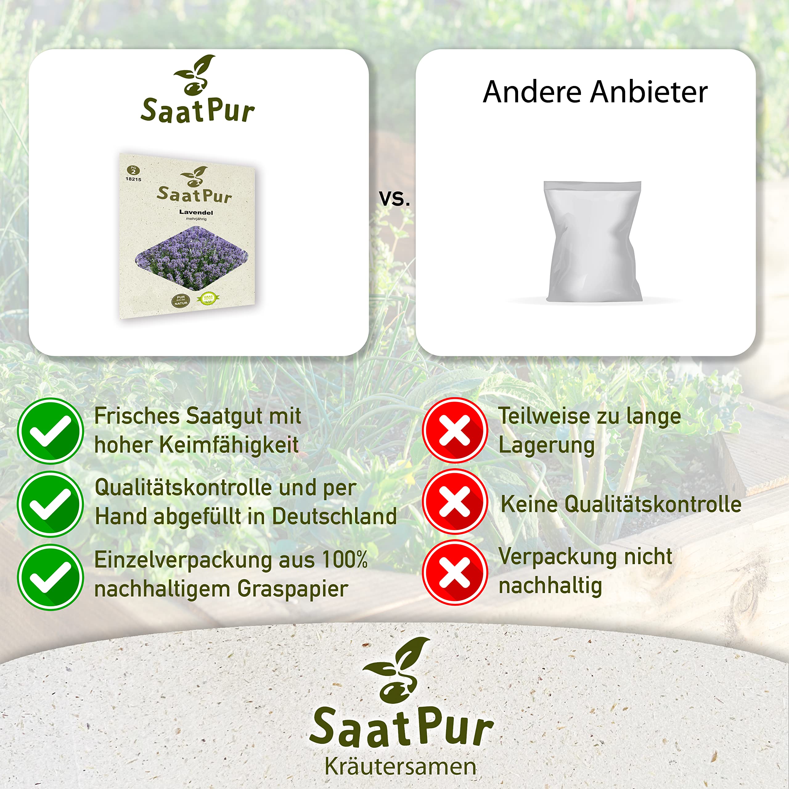 SaatPur Lavendel Samen, Saatgut - Kleines Tray mit 25 Portionstüten für je ca. 100 Pflanzen