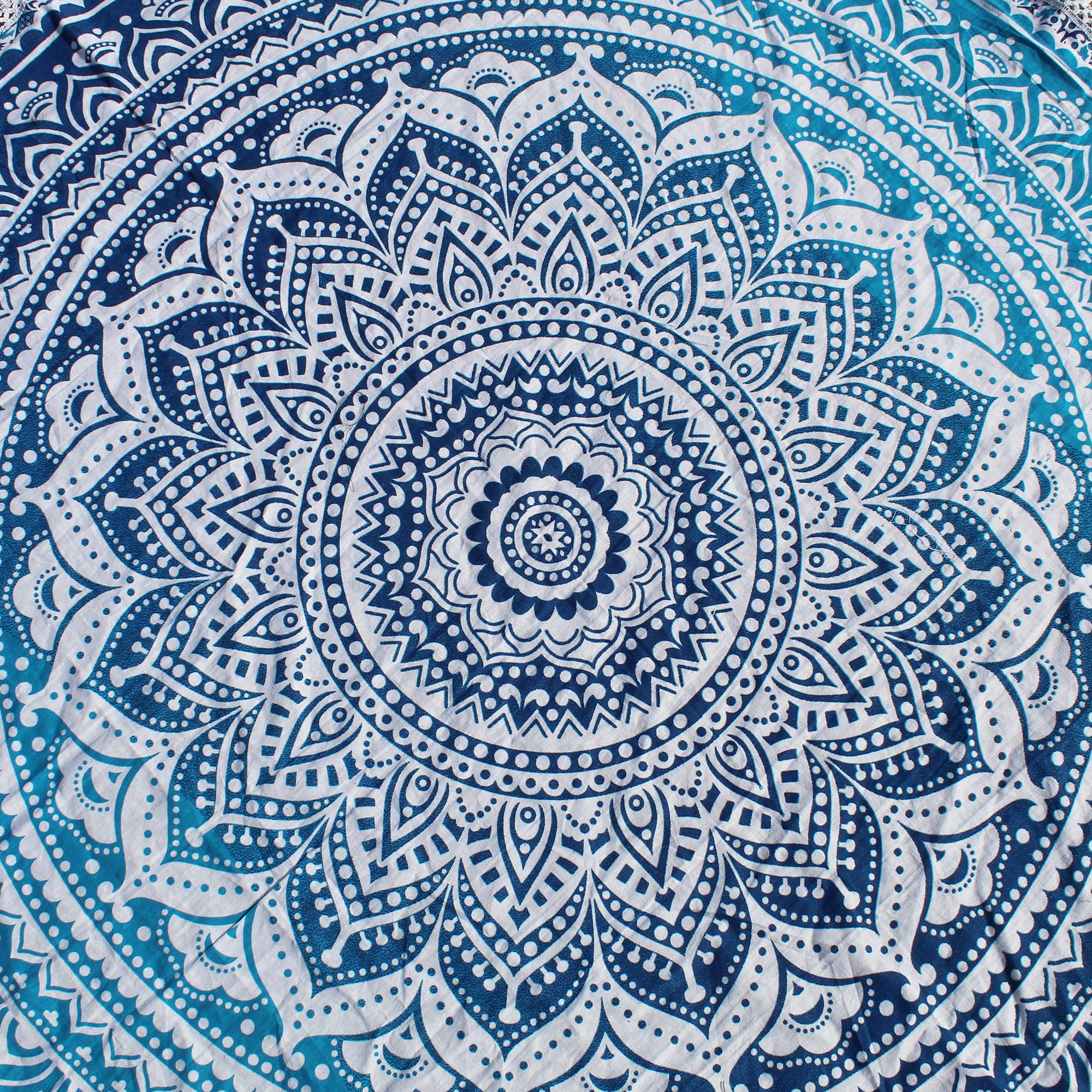 Raajsee 50-Inch Round Mandala Beach Tapestry - Cotton Bohemian Blanket For Picnic, Yoga, Wall Decor, Hippie Style - View #14