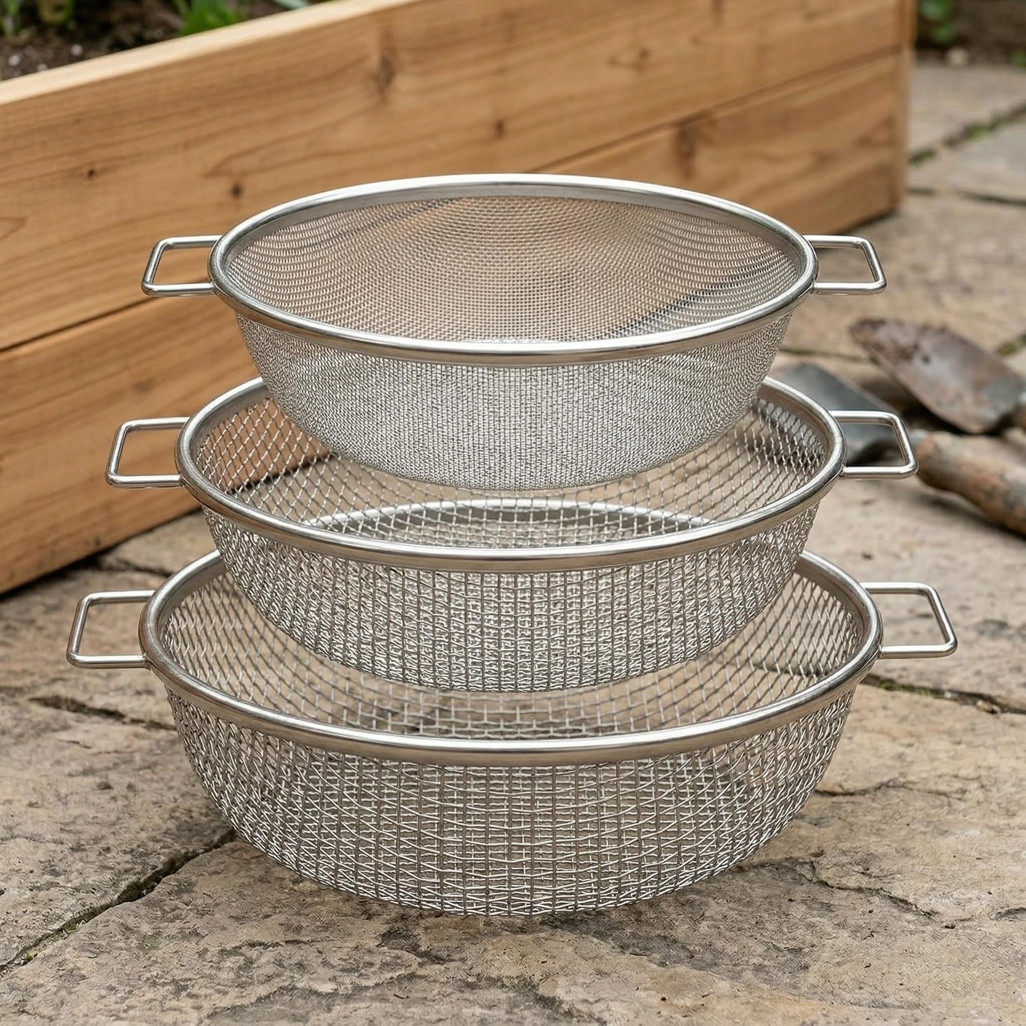 2Pcs 304 Stainless Steel Soil Sifter 1/4" 3/8" Screen Fit 5 Gal Bucket — Amazon image 2