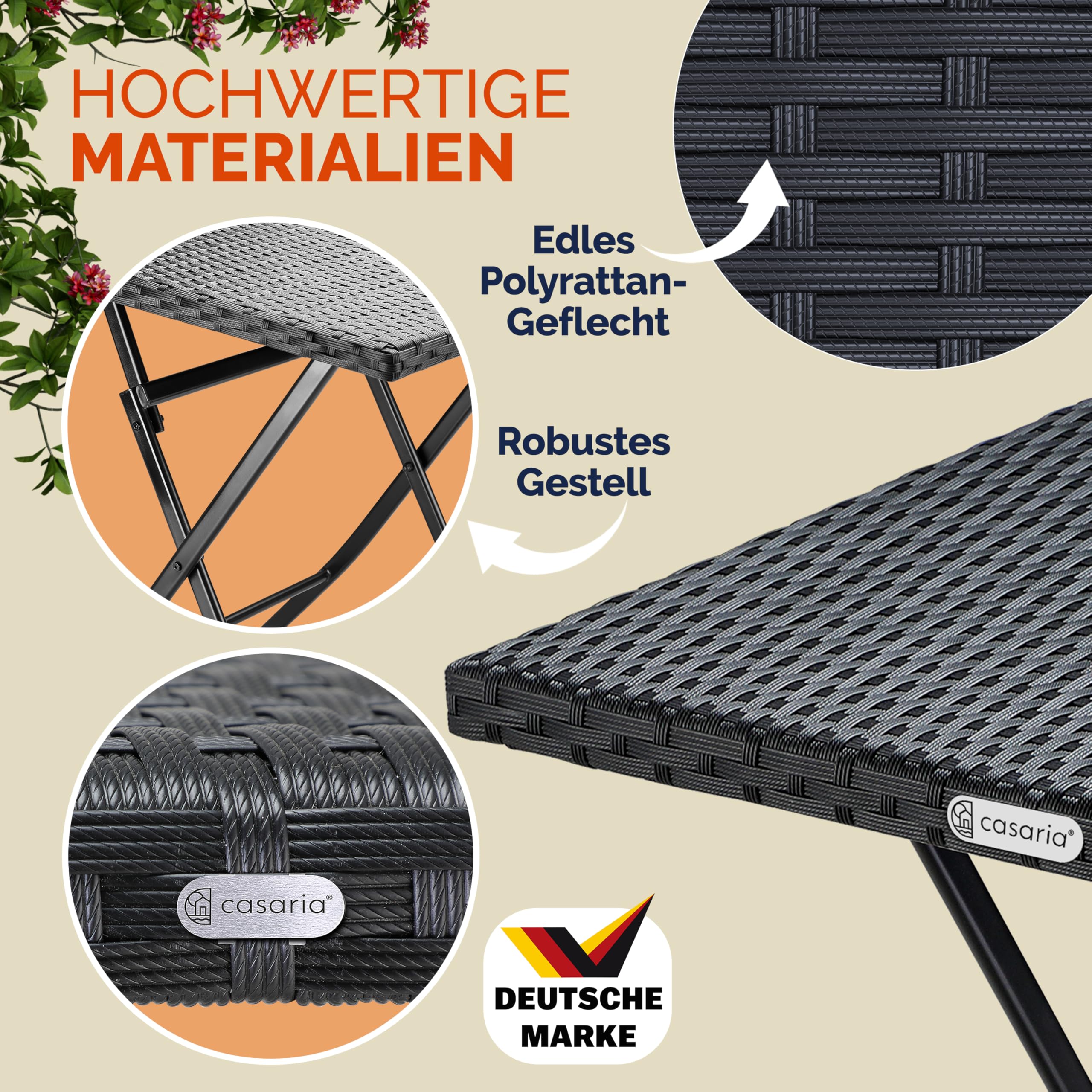 Casaria Tavolo Pieghevole Polyrattan 65x65cm 60kg Giardino Esterno