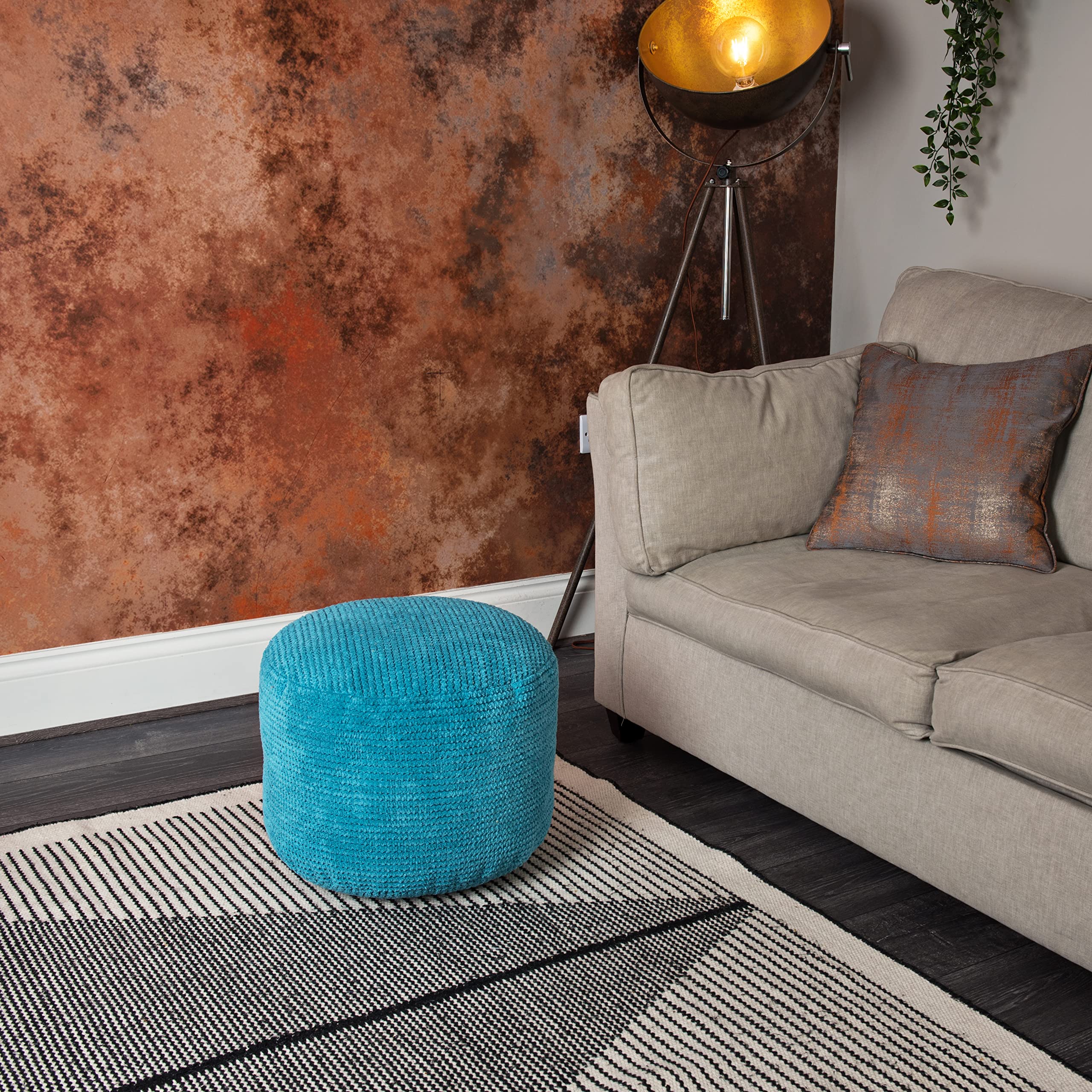 Loft 25 Tabouret de Pieds en Forme de Sac de Haricots Rond Bubble | Repose-Jambes pour Salon d'intérieur | Pouf Ergonomique | Ultra Confortable et Durable (Sarcelle)