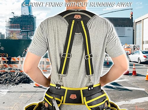 Miniatura 3 de OKF Tirantes magnéticos acolchados para cinturón de herramientas para hombres con bolsillo móvil, tirantes de trabajo ajustables resistentes para