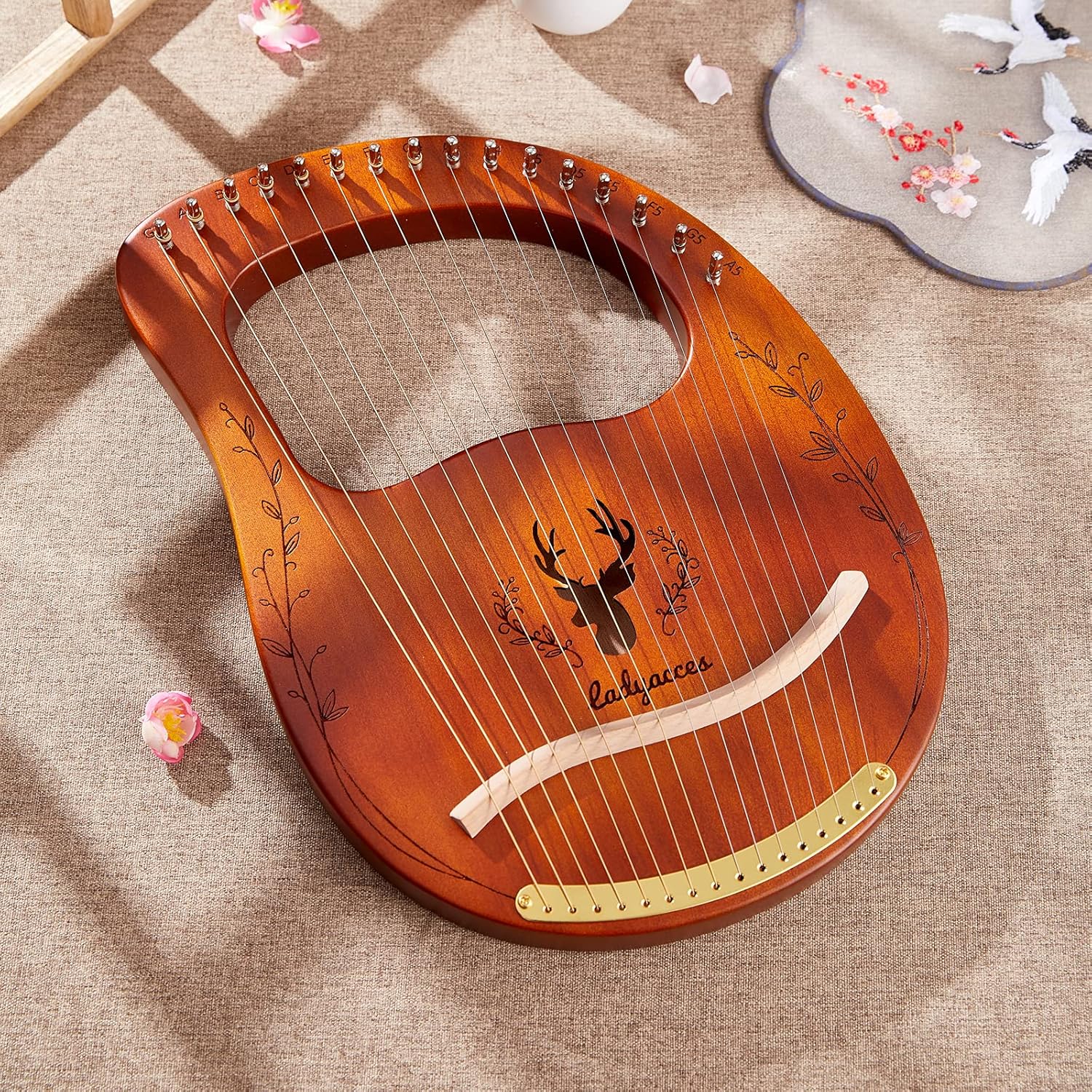 Buy Ladyacces Lyre Harp, ट्यूनिंग रिंच, एक्सट्रैक्ट स्ट्रिंग्स, पिक्स