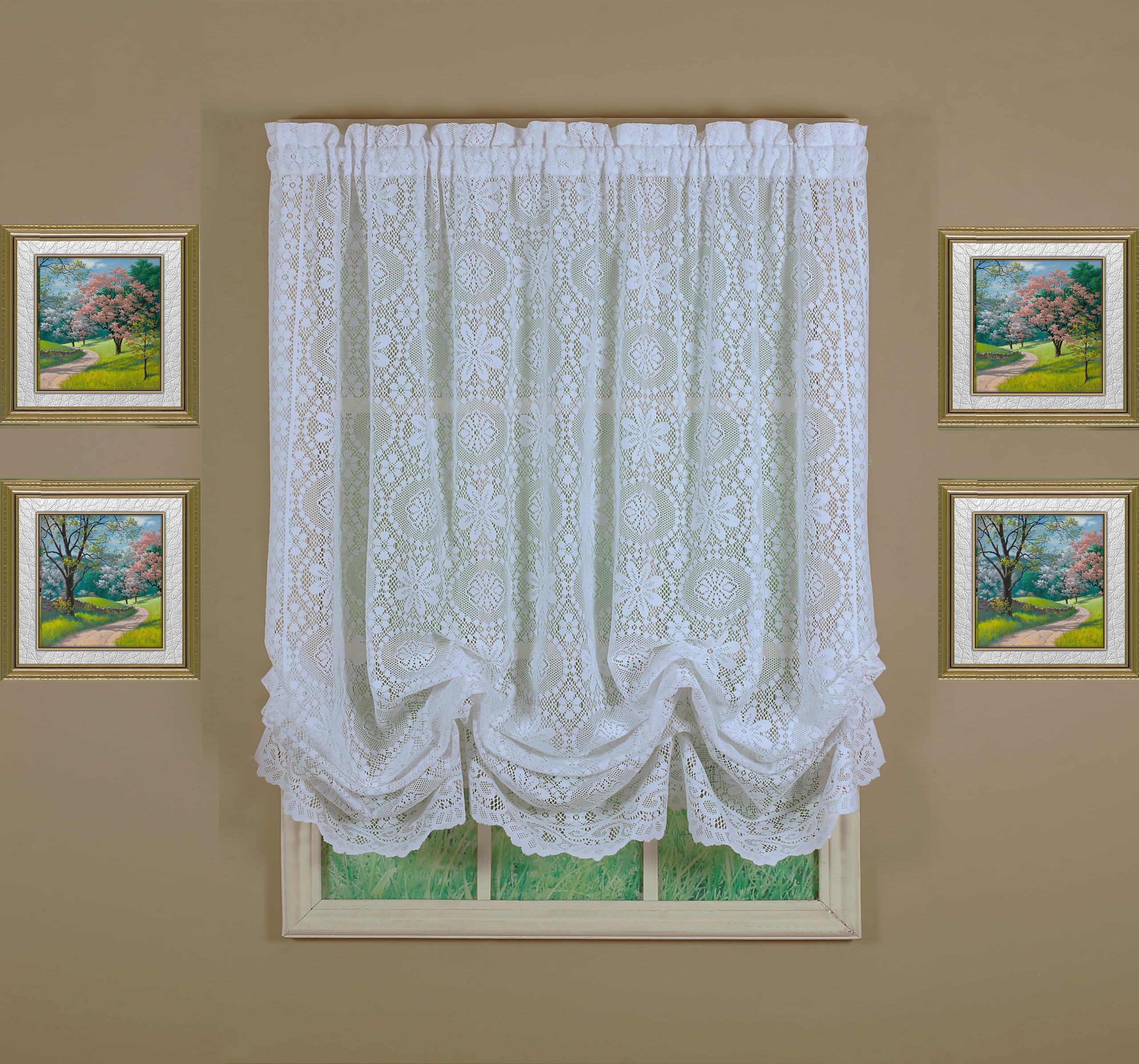 Today's Curtain Hopewell Lace Balloon Shade, White, 59W x 63L