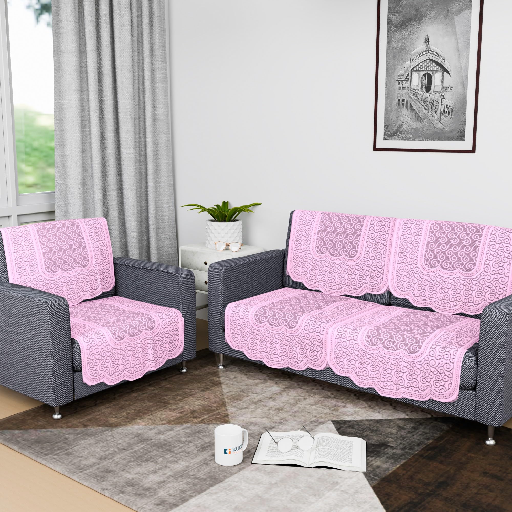 Kuber Industries Sofa Cover | Net 2+1 Seater Sofa Slip Cover Set | Couch Sofa Cover Set | Sofa Cover for Home | Sofa Slipcover Set | Sofa Cover for Living Room | Zig Zag Printed | Pink-image-39
