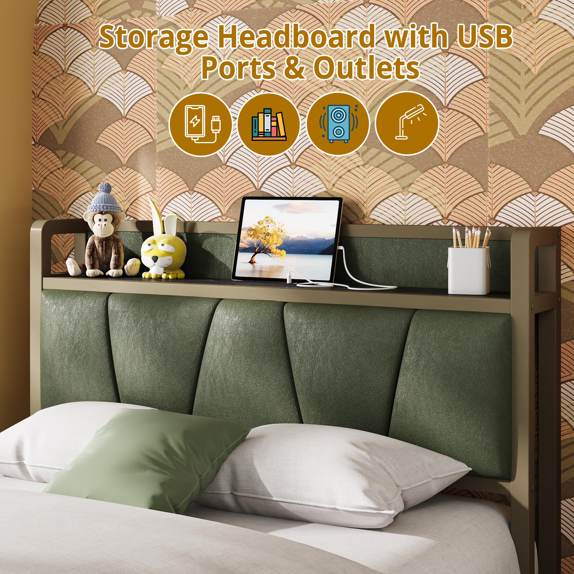 Amazon.com: LIKIMIO Twin XL Bed Frame, Storage Headboard with