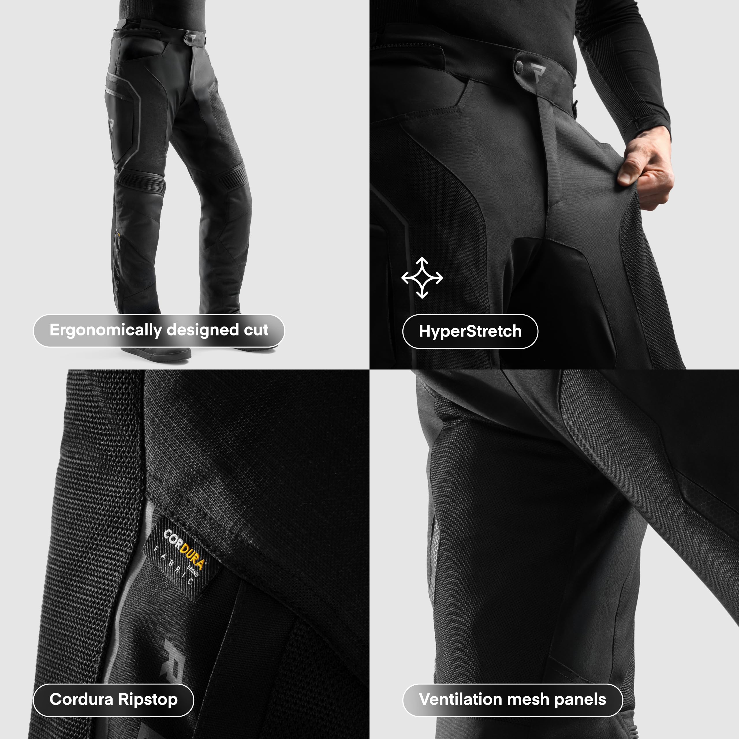 REBELHORN Hiflow V Pantaloni da Moto Uomo | Tessile | Protezioni per Ginocchia e Fianchi Livello 2 | Membrana HydraShield PRO | Ventilazione | Fodera Termica | 3 Lunghezze | Taglie Fino alla 10XL