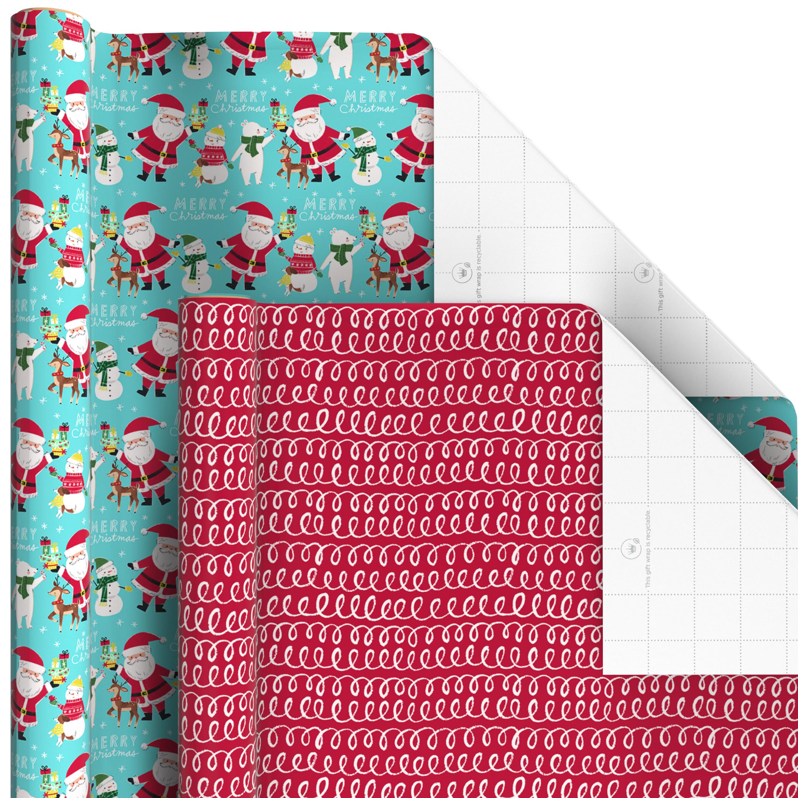 Hallmark Geschenkpapier-Set für Weihnachtsfeiertage mit Schnittlinien