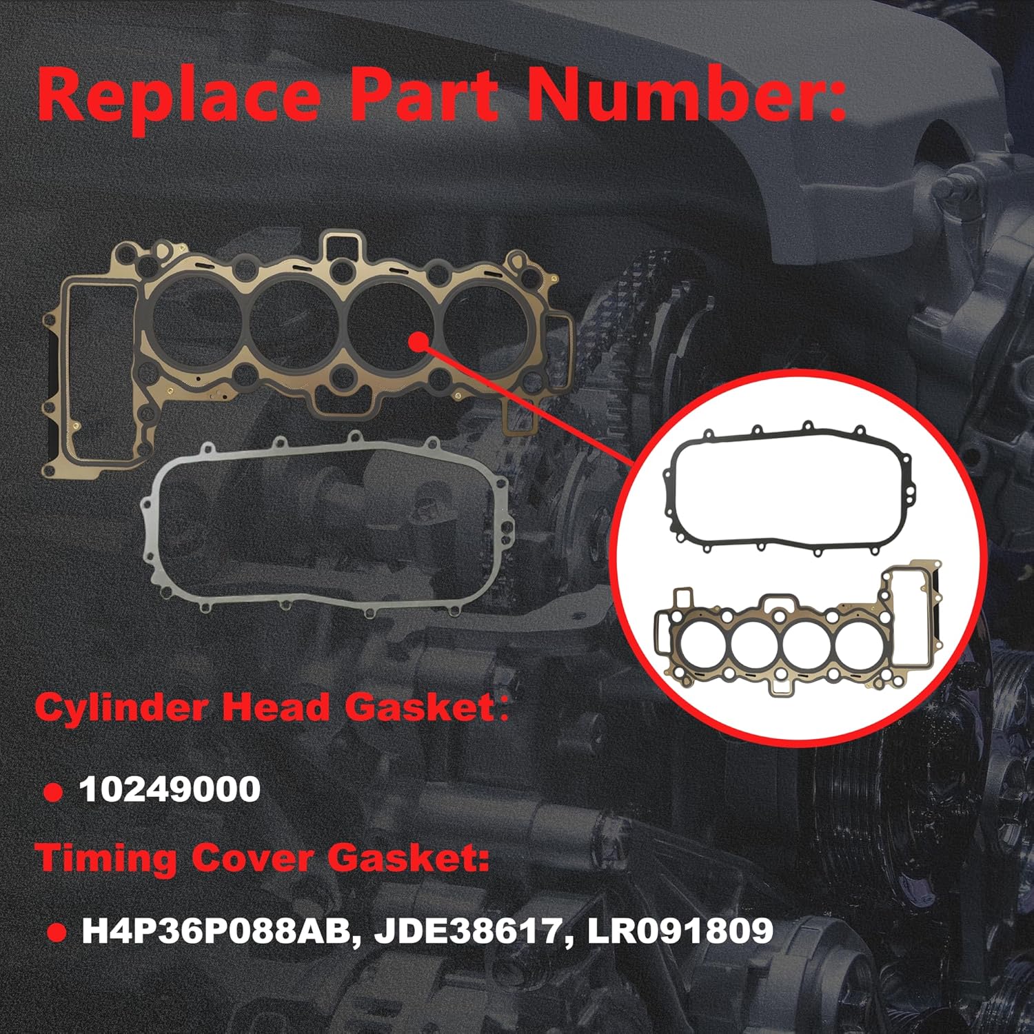 Engine Cylinder Gasket Set Timing Chain Kit W/Piston Connection Rod Crankshaft Bearing Set For Jaguar Land Rover E-Pace XE XF Range Rover Velar 2.0L L4 2018-2023 H4P36584AB