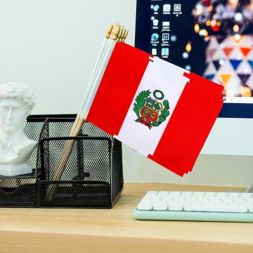 Miniatura 6 de TSMD Mini banderas de mano con bandera peruana, 5 x 8 pulgadas, paquete de 12