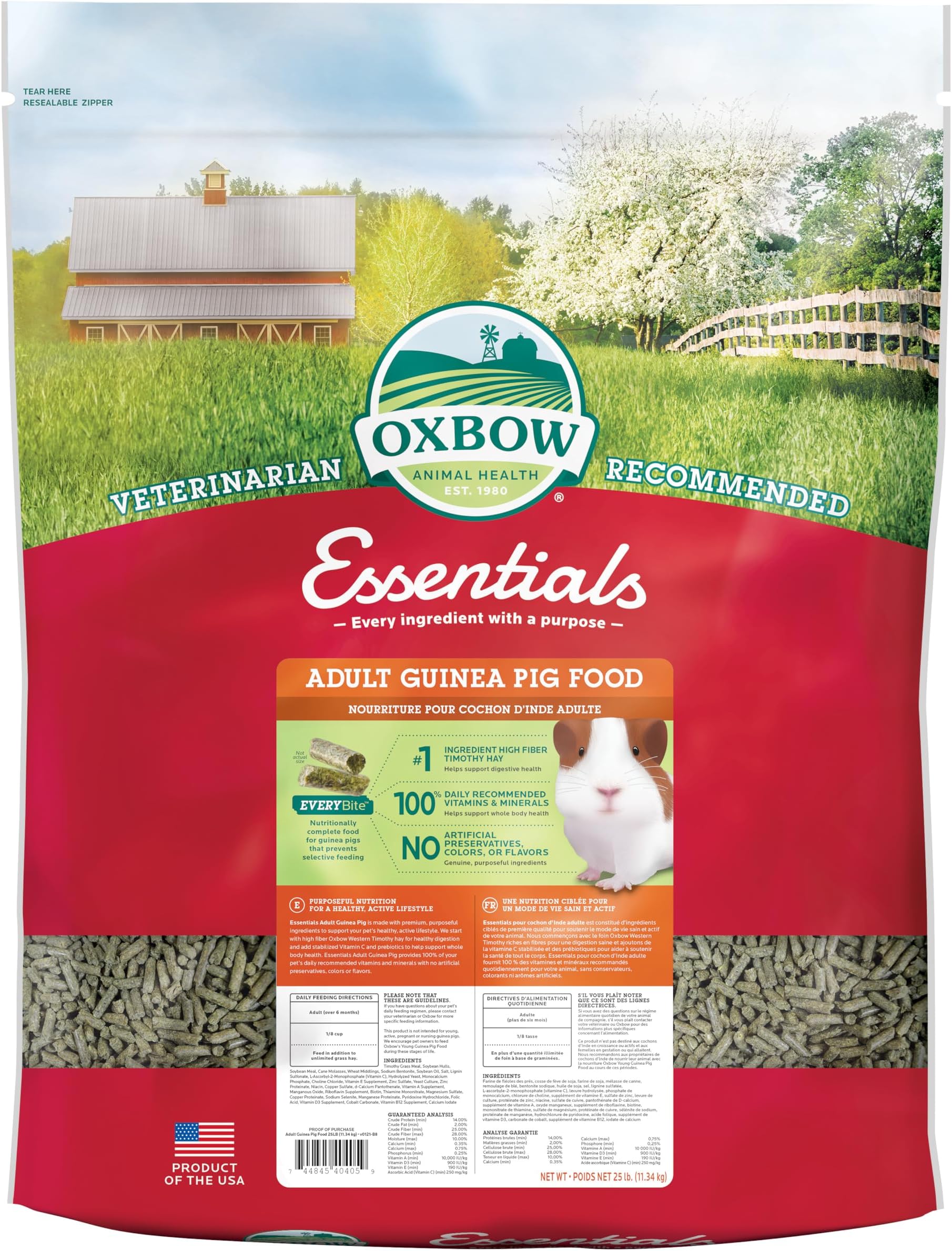 Oxbow Animal Health Cavy Cuisine Essentials Adult Guinea Pig Food, 25-Pound by Oxbow Animal Health