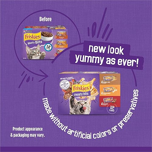 Miniatura 2 de Purina Friskies - Meaty Bits - Alimento húmedo en salsa para gatos. (2 paquetes de 12) latas de 5.5 onzas
