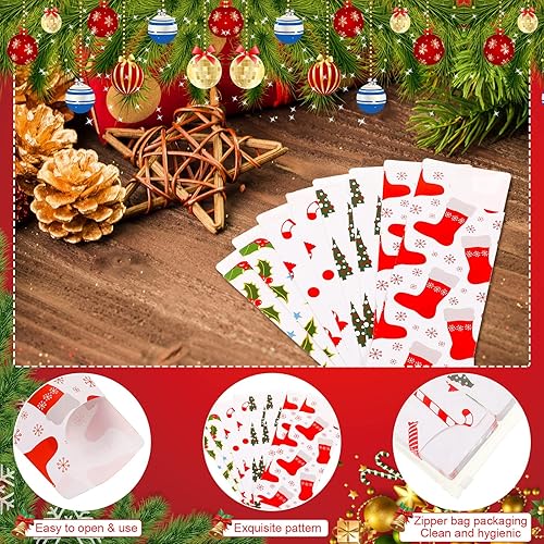 Miniatura 7 de Containlol 100 bolsas de cubiertos de Navidad desechables para utensilios de cocina, fundas de papel de estraza para cubiertos de Navidad, bolsas
