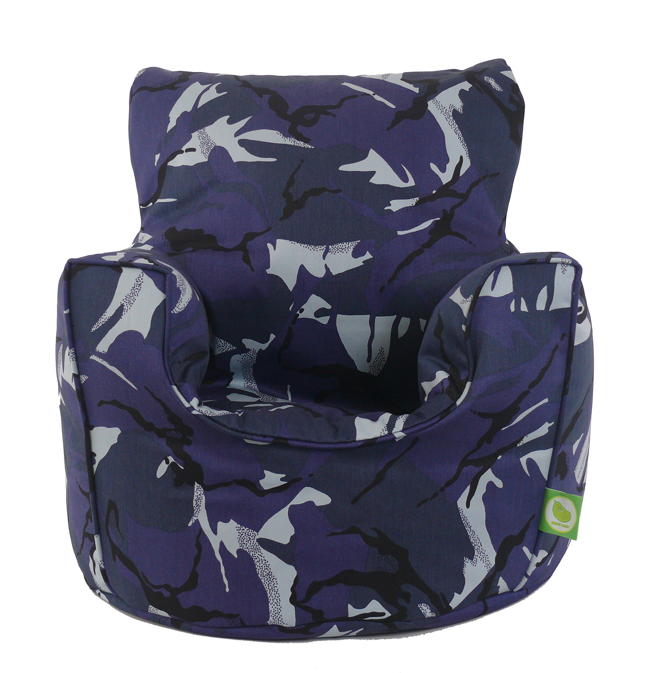 BeanLazy Cotton Urban Camo Camouflage Blue Bean Bag Arm Chair with Beans Toddler Size