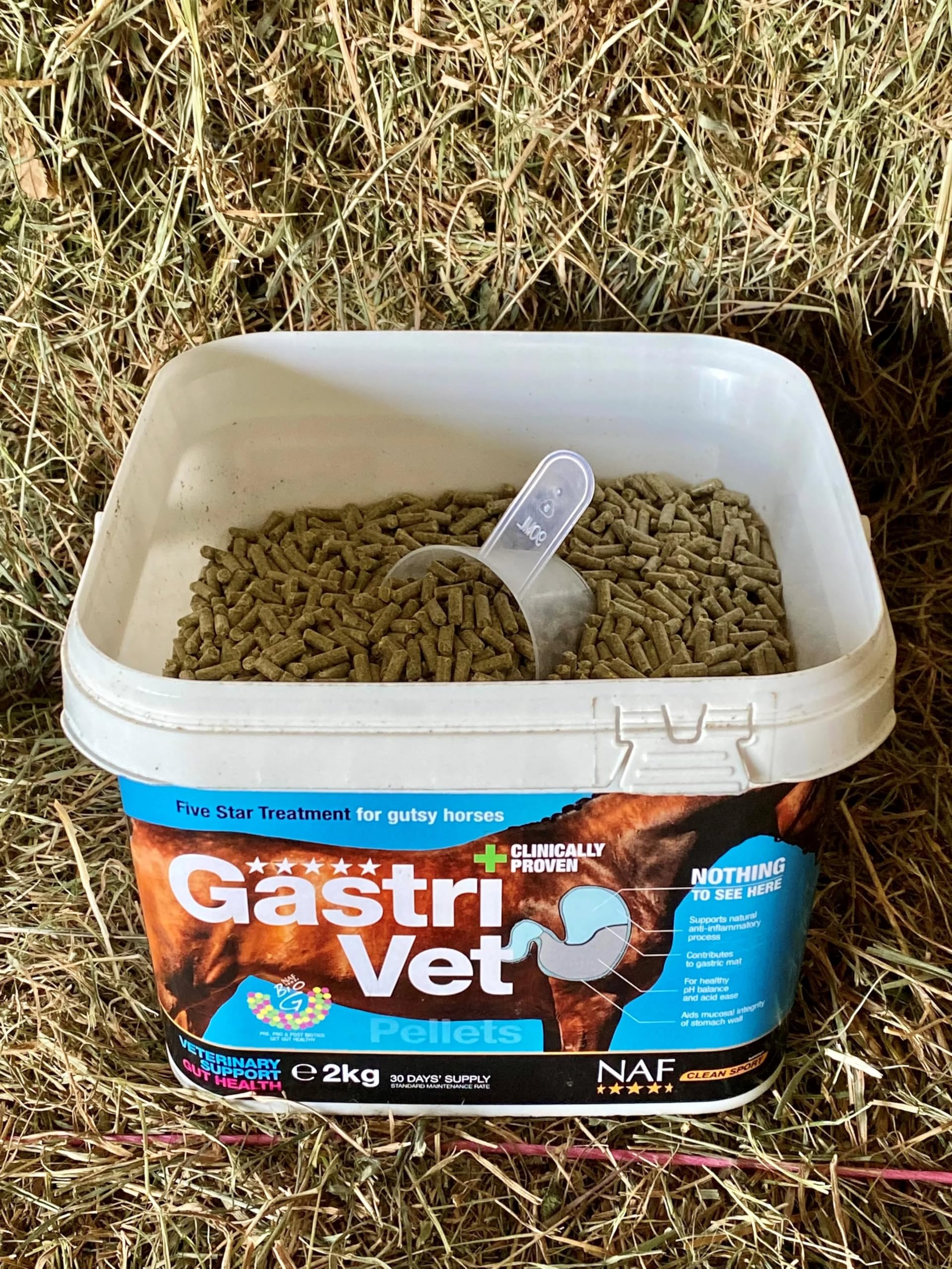 NAF Five Star GastriVet 2 kg – Apoyo estomacal avanzado para Caballos – Contiene prebióticos, probióticos y postbióticos – para apoyar la mucosa gástrica y la Salud intestinal