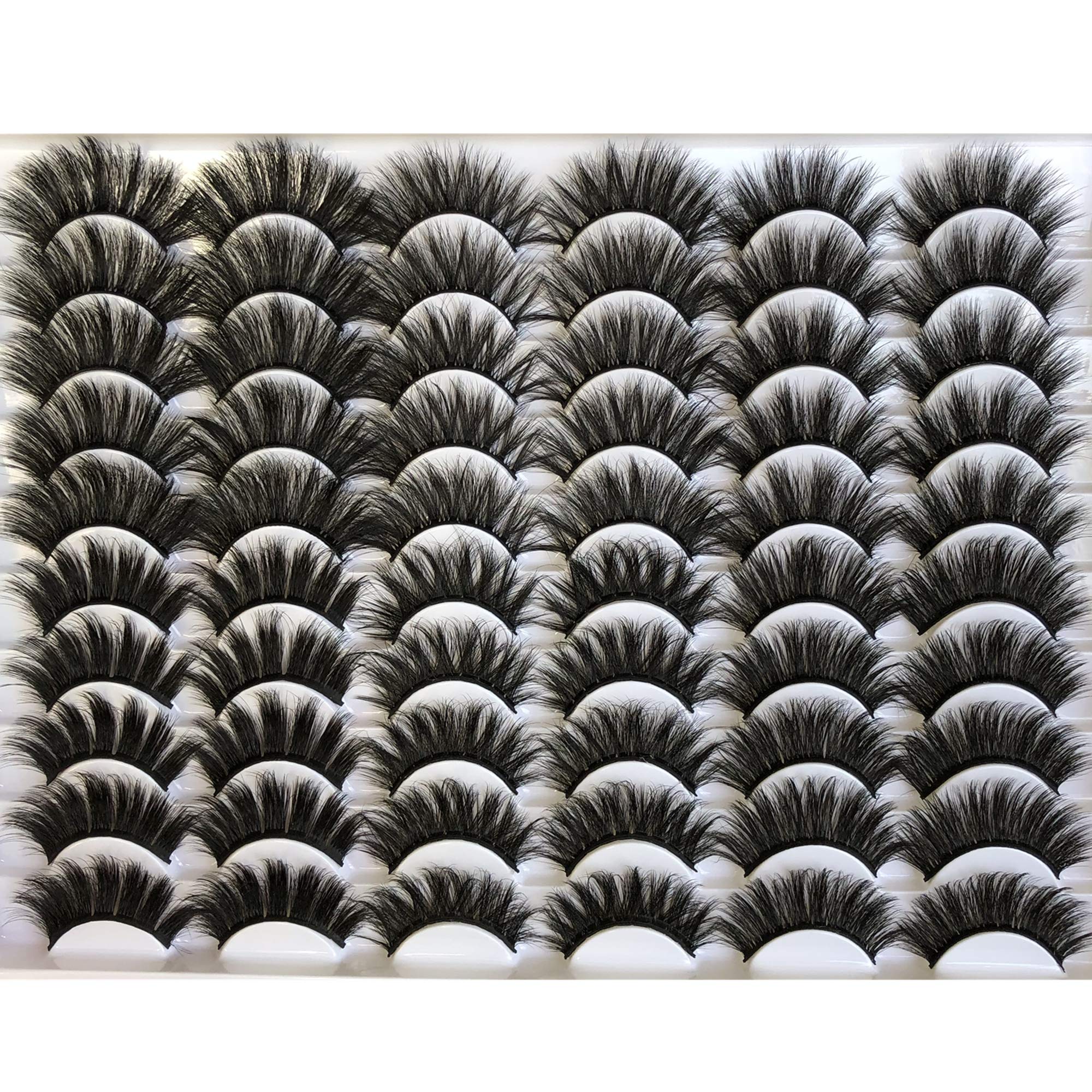 Gmagictobo False Eyelashes 30 Pairs Pack Faux Mink Lashes 20MM Long Dramatic 6 Styles Mixed 5D Medium Volume