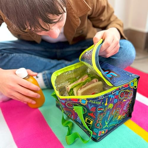 Miniatura 2 de Bolsa de almuerzo aislada de moda para niños, lonchera plegable y reutilizable para niñas o niños, lonchera para la escuela, la playa o viajes,