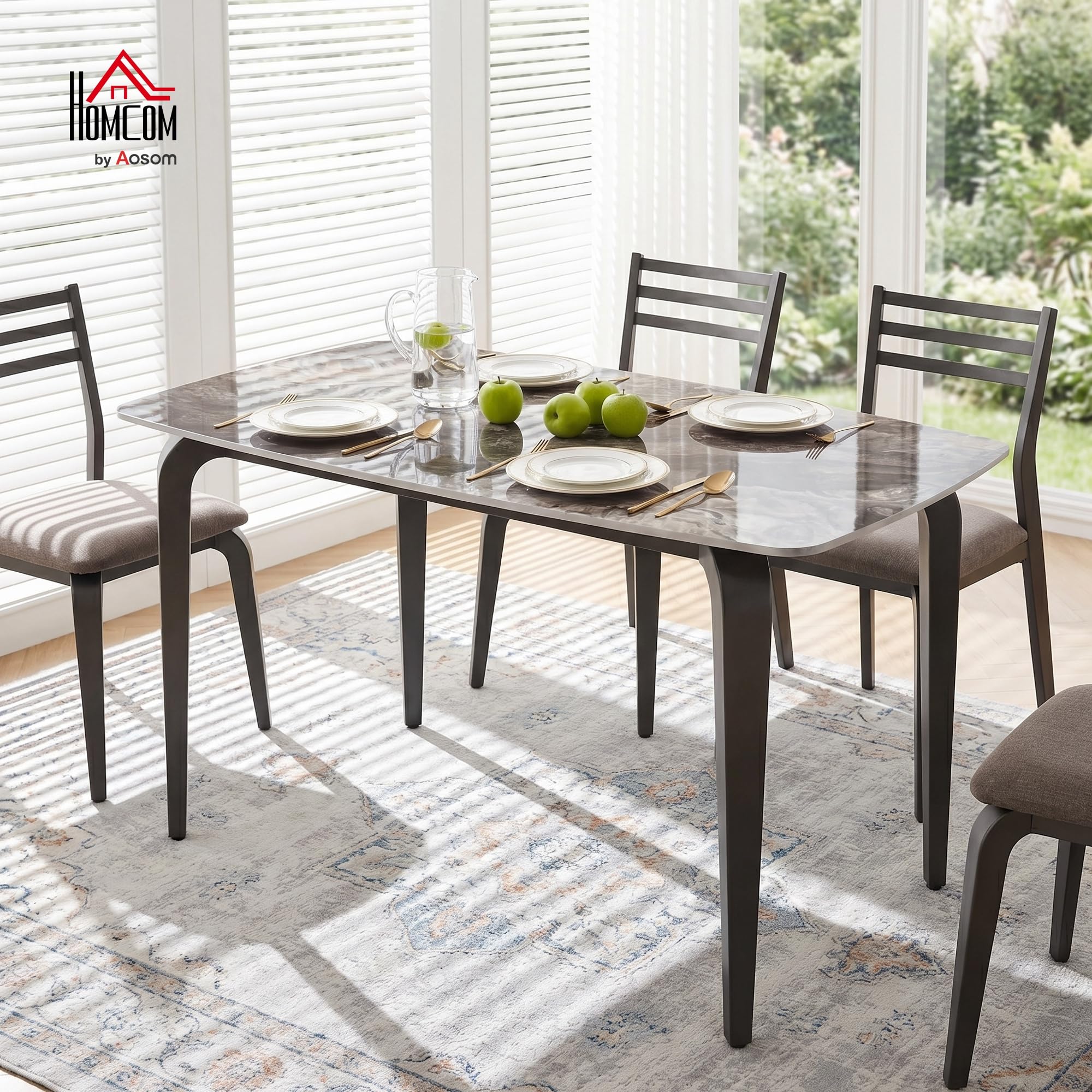 HOMCOM Tavolo da Pranzo per 4 Persone Tavolo Cucina 130x70x75 cm Marrone