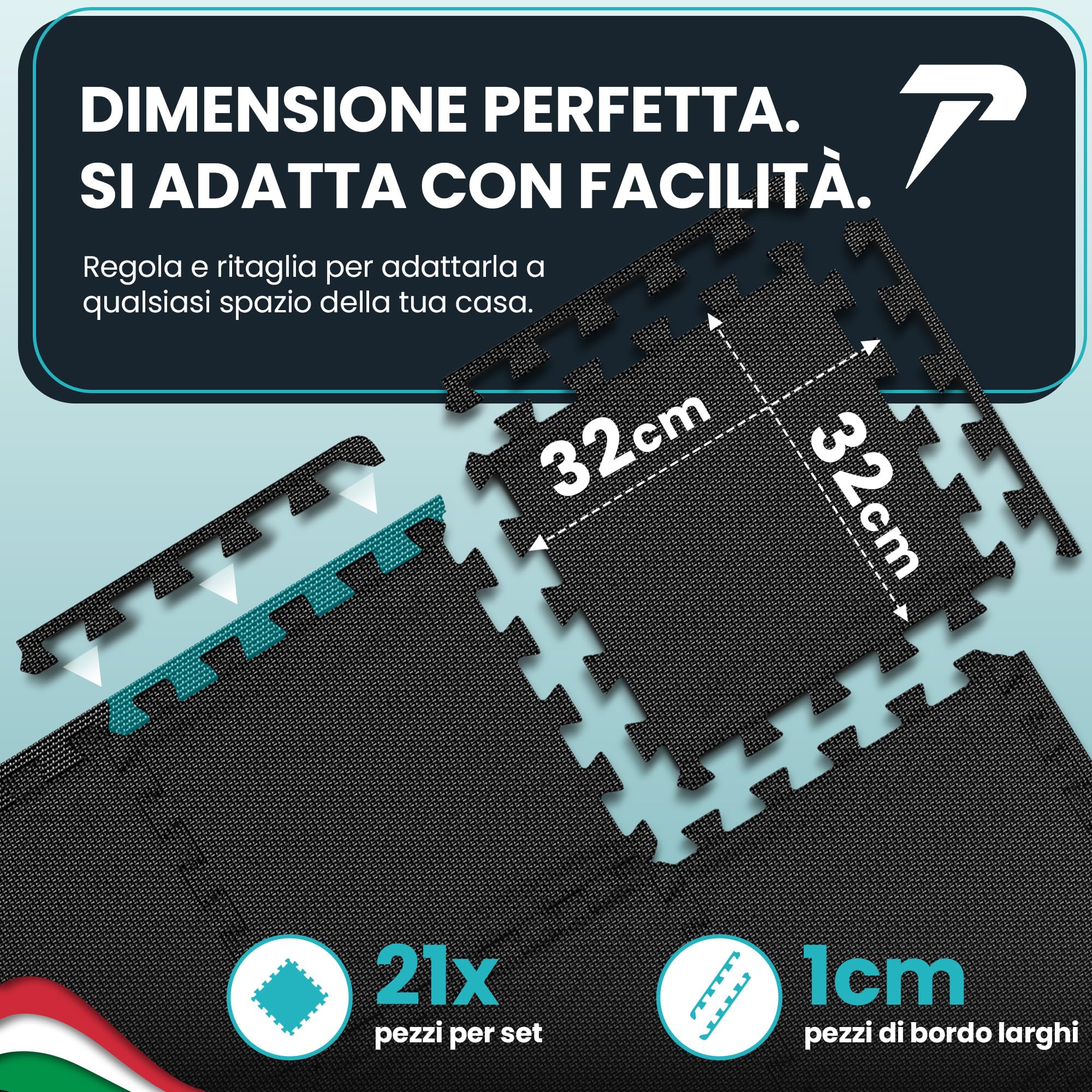 Tappeto Da Fitness A Puzzle【Set Da 21 Tappetini】Materassino Antiscivolo Da Palestra Componibile Con Protezione Antiurto Per Pavimenti, Tappetino Palestra, Pesi Workout Ginnastica Sport Piscina Garage