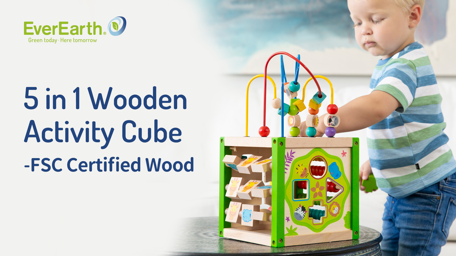 My First Learning Bead Maze Cube Activity Center by Kid's Destiny [並行輸入品] Wooden Learning Bead Maze Cube 5 in 1 Educational Toy - Multicolor