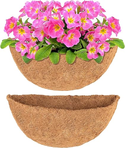 Vista 9 de Y&M Forro de cesta colgante de fibra de coco semicircular preformado de 14 pulgadas, forro de repuesto de coco medio redondo, 2 piezas